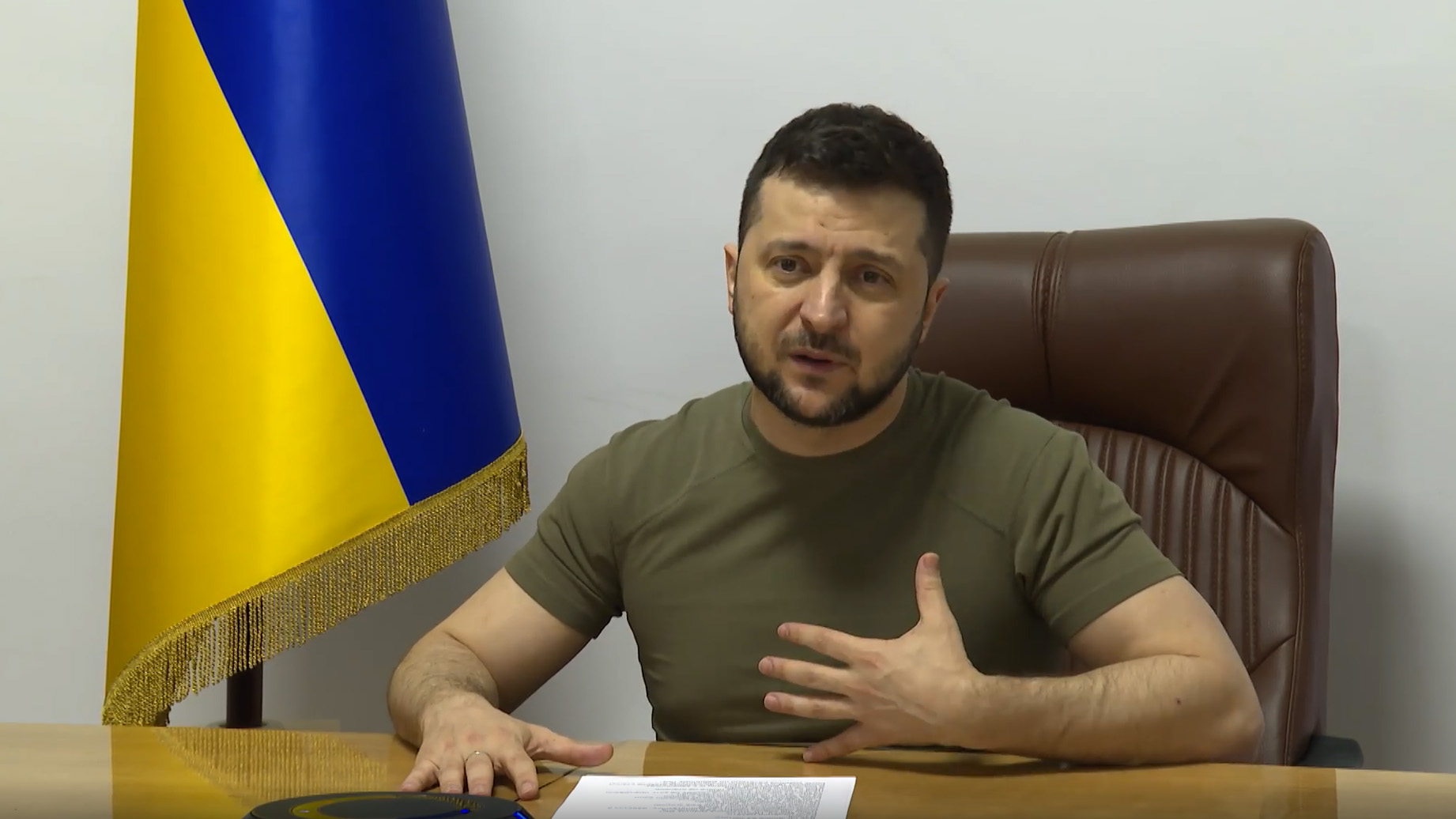 Ukrainian President Volodymyr Zelensky speaks to the European Council in a video posted to Facebook late Thursday night March 24. 