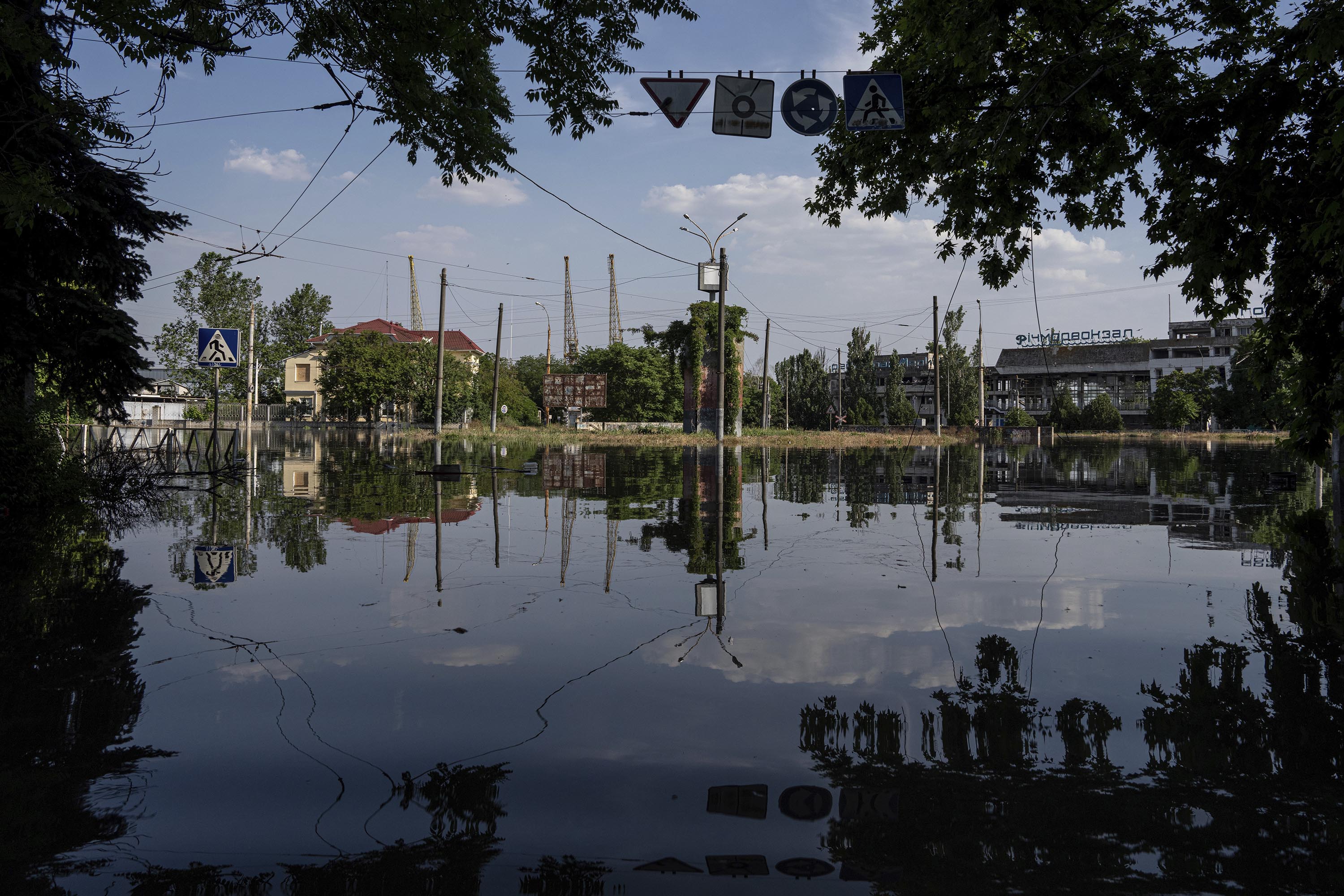 Flooding is pictured in Kherson, Ukraine, on June 6.