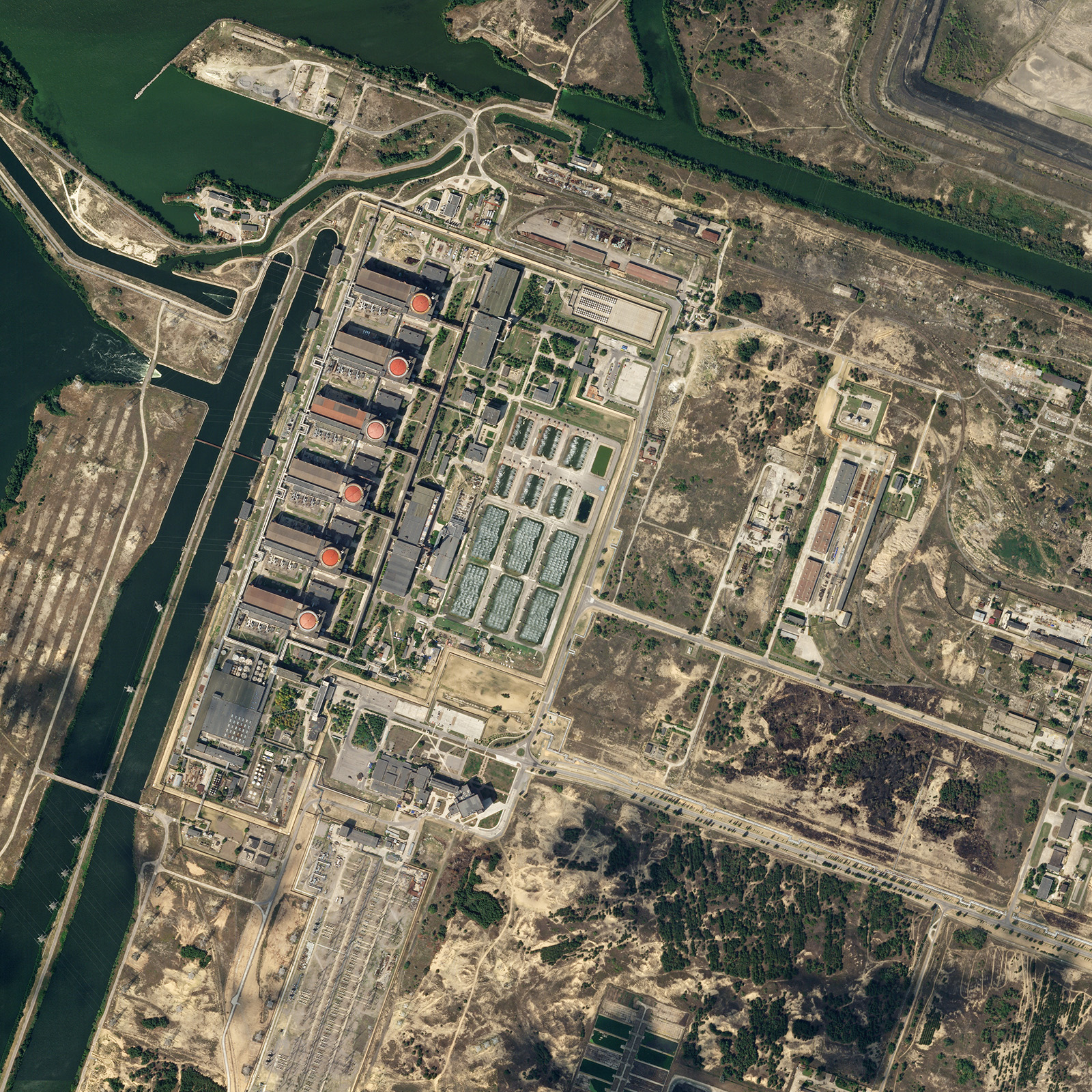 Satellite view of the Zaporizhzhia nuclear power plant, in Zaporizhzhia, Ukraine, on August 13.
