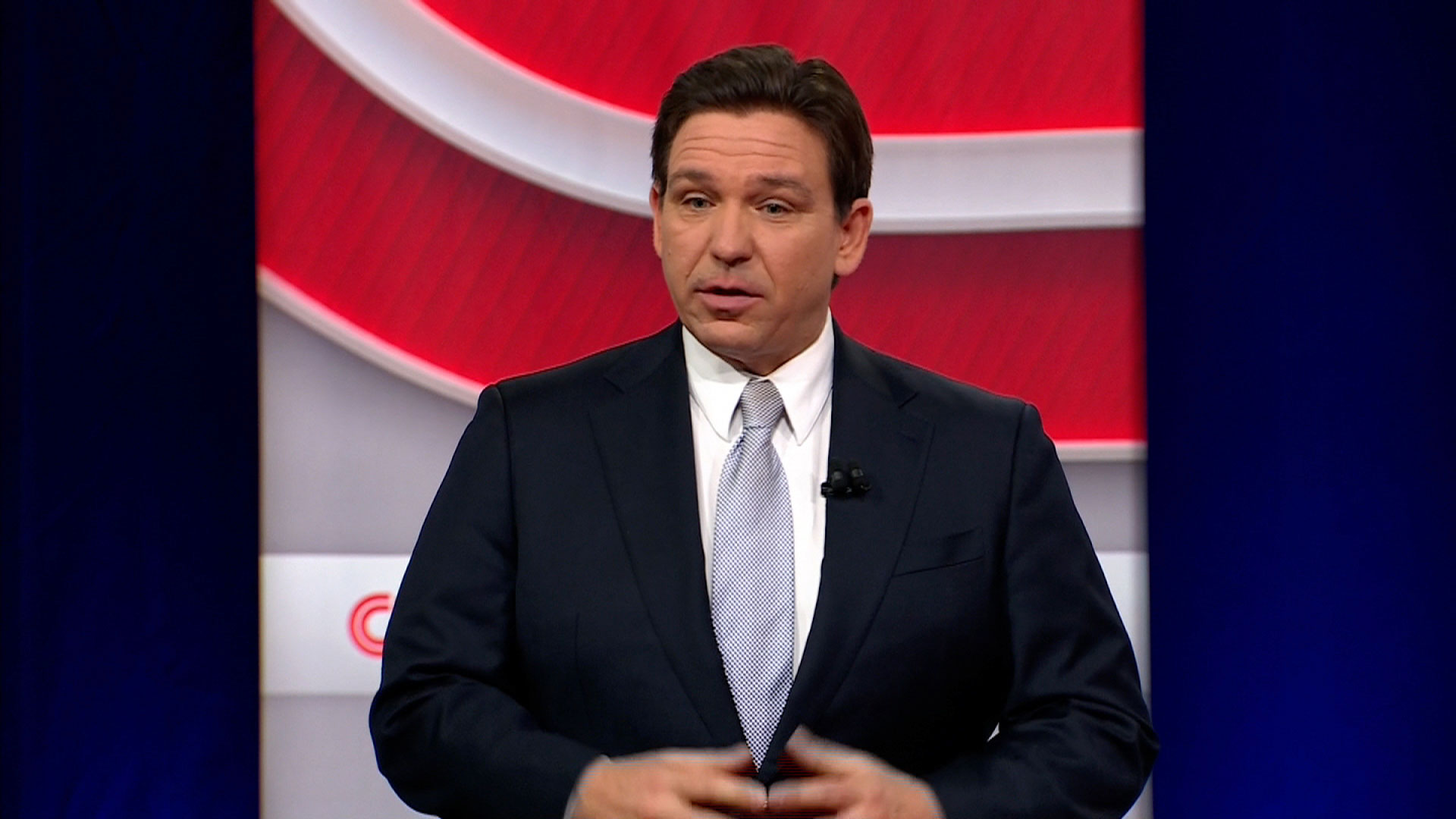 Florida Gov. Ron DeSantis participates in a CNN Republican Presidential Town Hall moderated by CNN’s Wolf Blitzer at New England College in Henniker, New Hampshire, on January 16, 2024. 