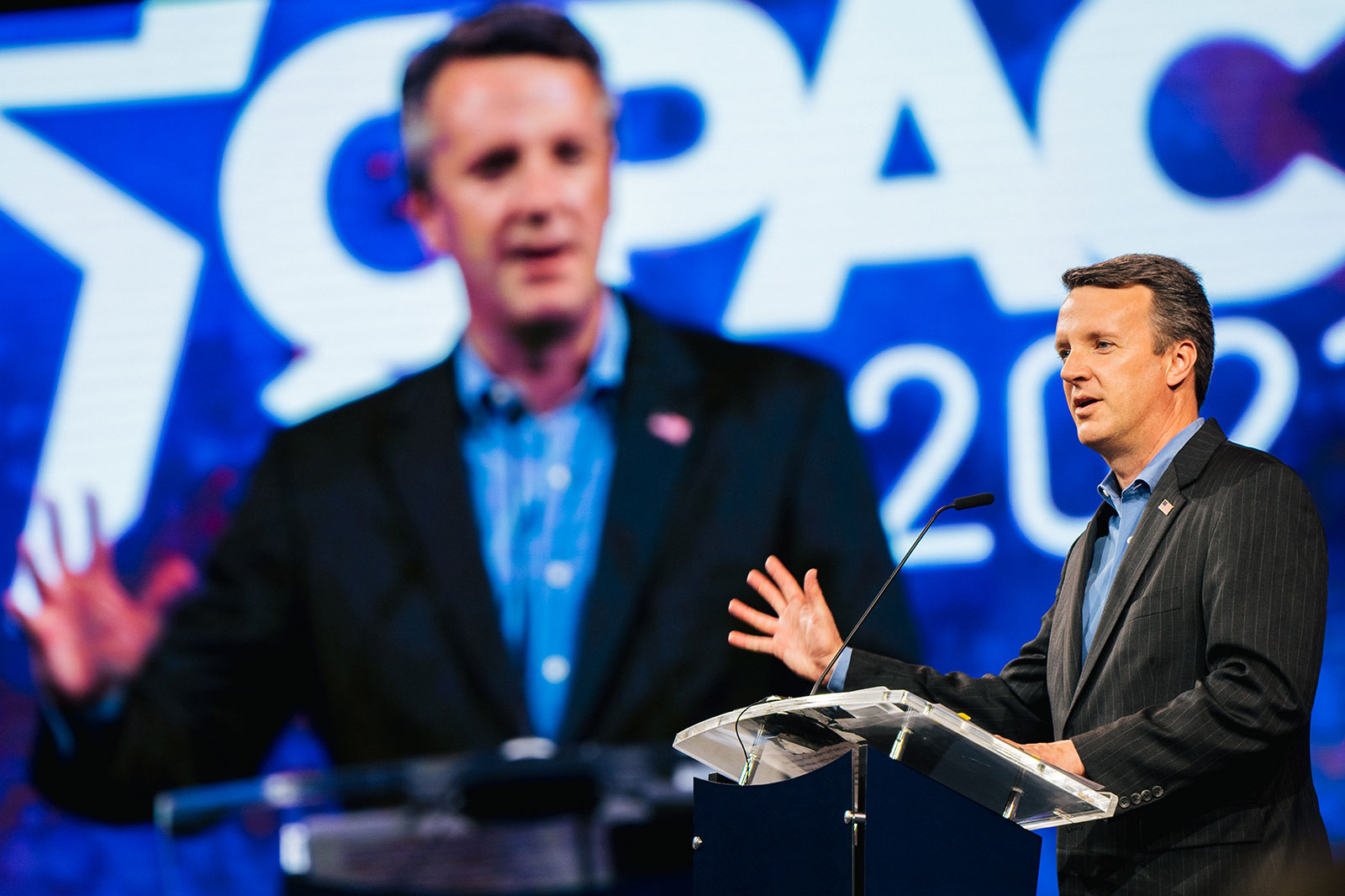 Incumbent Rep. Ben Cline speaks during the Conservative Political Action Conference (CPAC) in Dallas in 2021. 