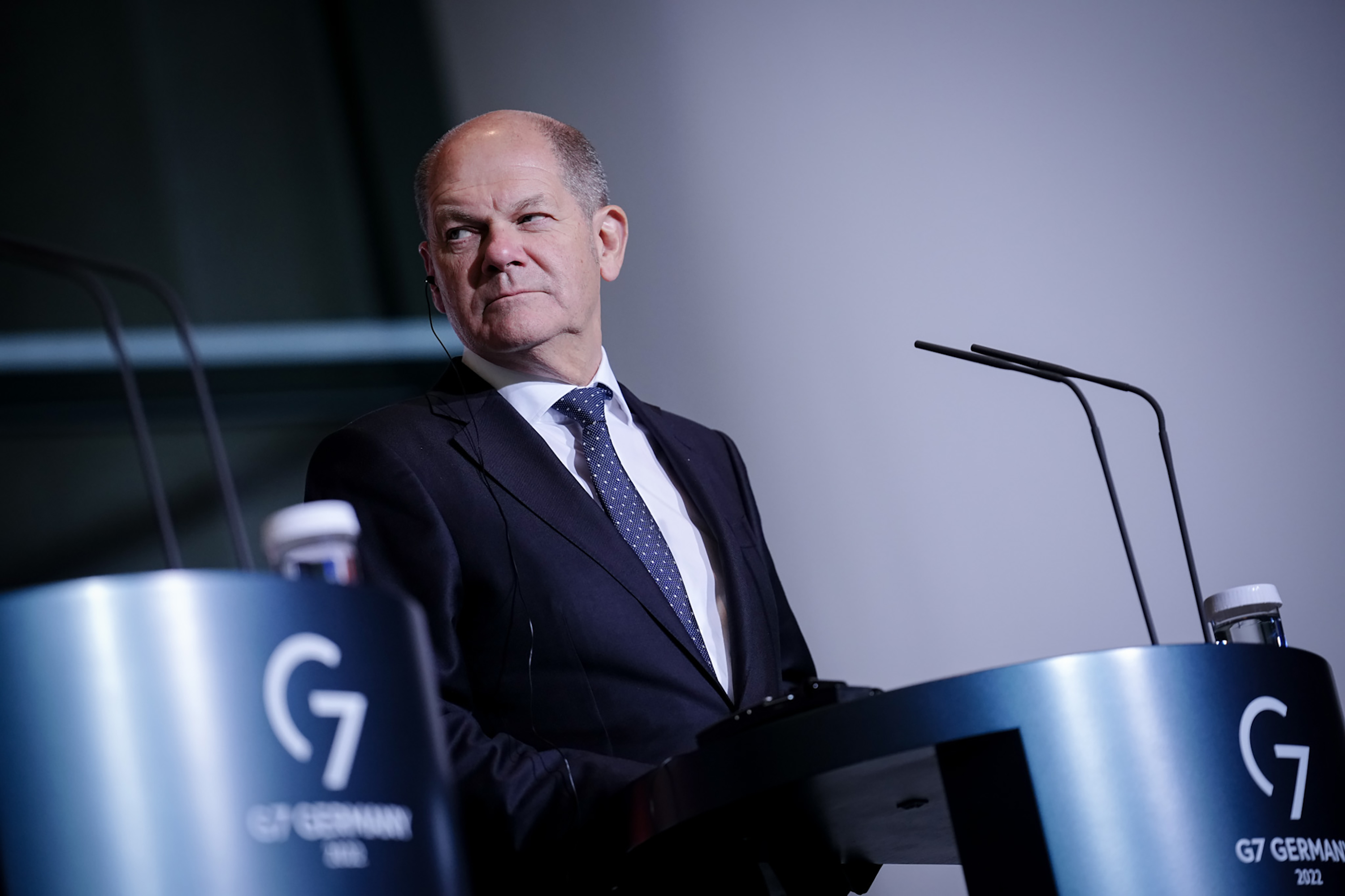 German Chancellor Olaf Scholz gives a press conference on November 23, in Berlin.