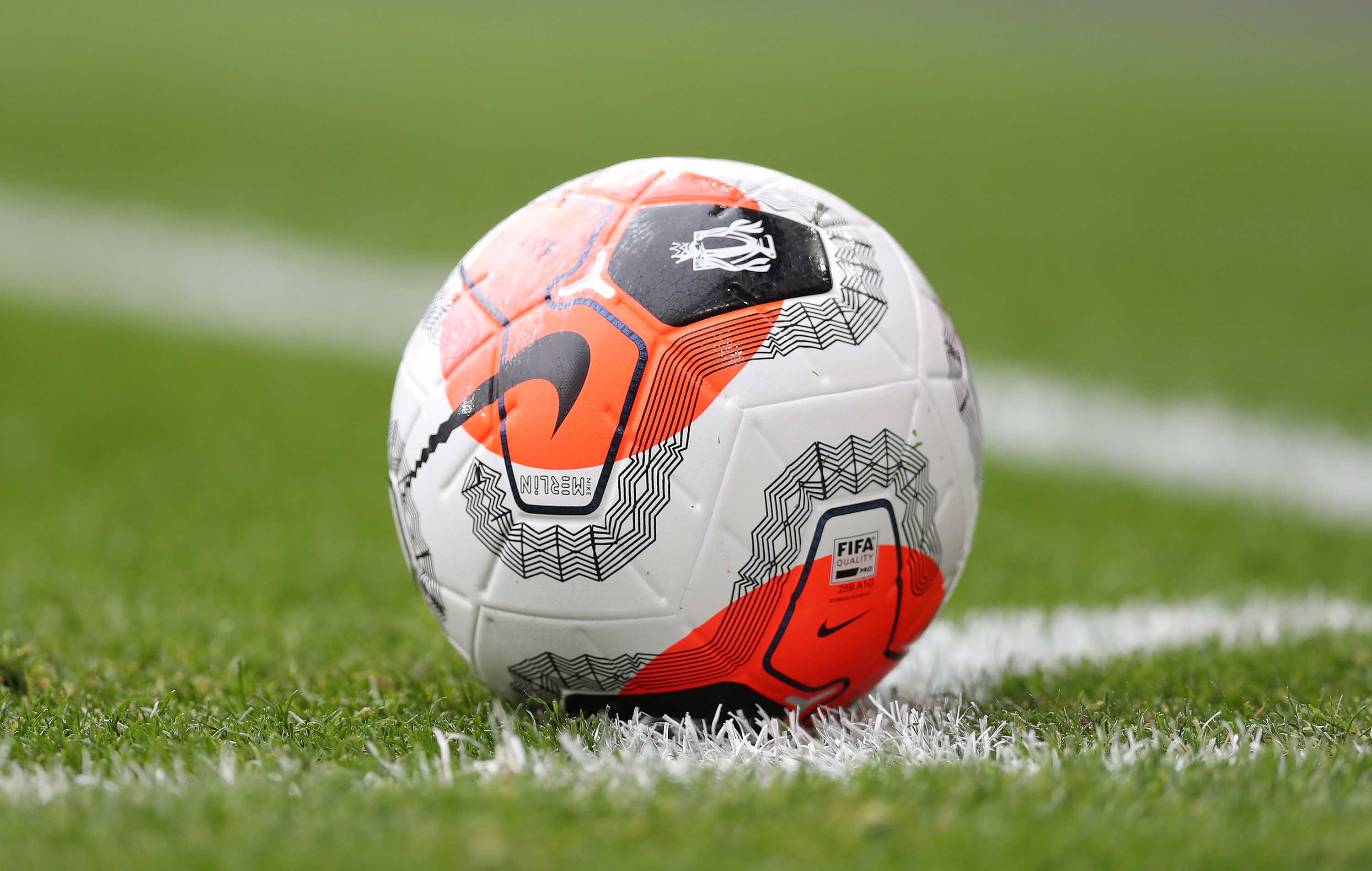 A match ball is pictured during the Premier League game between Arsenal FC and West Ham United at Emirates Stadium in London, England, on March 7.