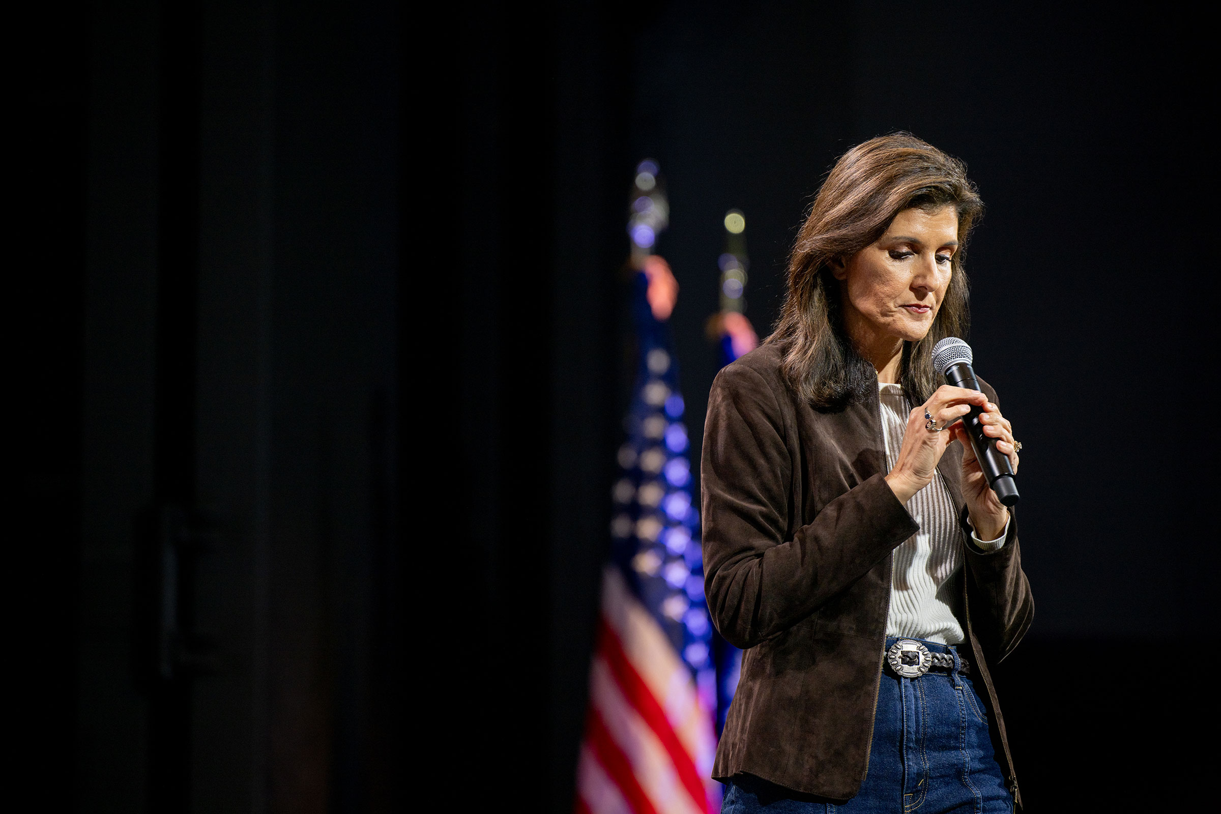 Nikki Haley speaks during a campaign rally at the University of South Carolina - Aiken on February 5, in Aiken, South Carolina.