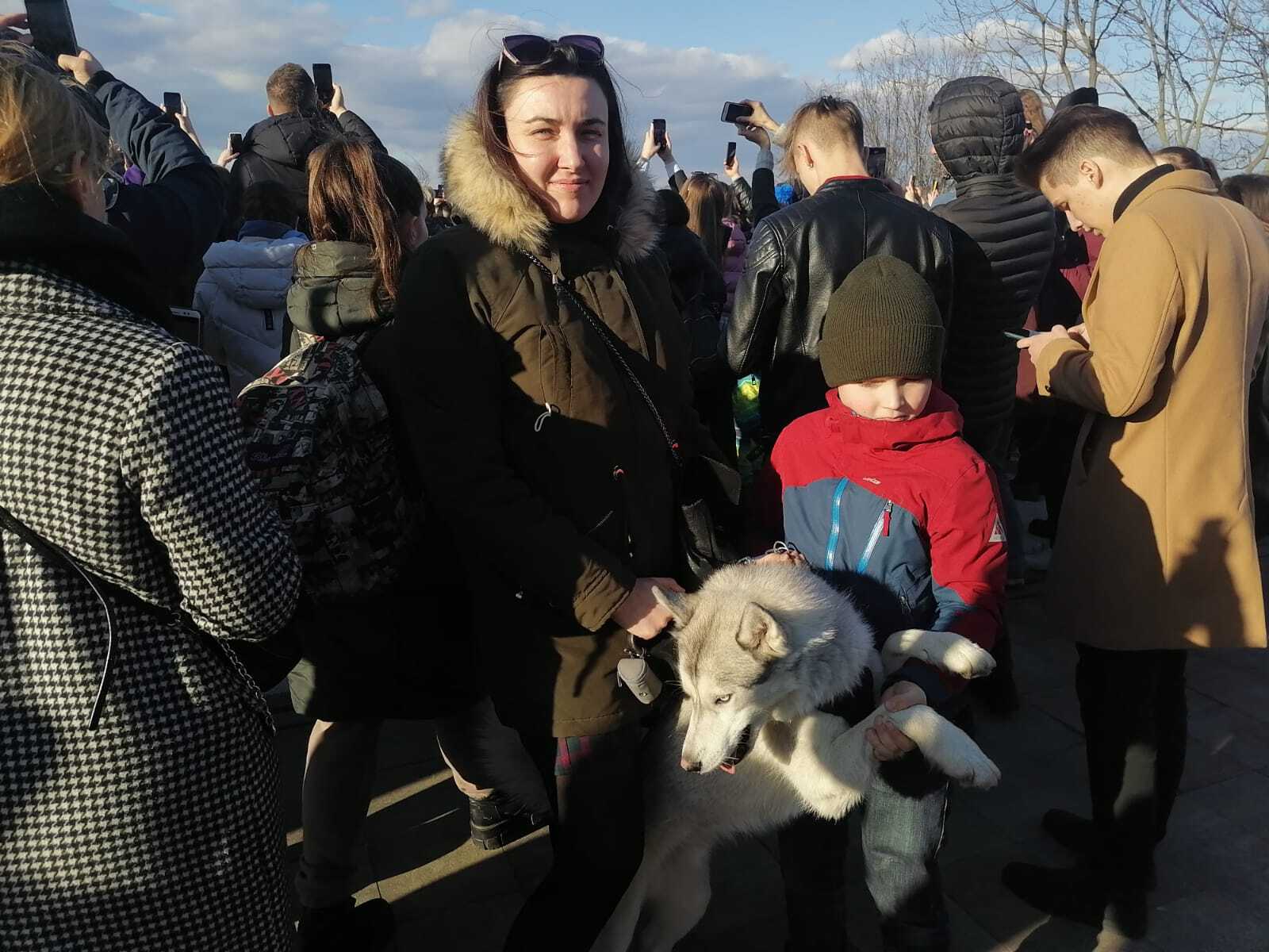 Ania Andriyashko, 33, came to the concert with her 8-year old son and their dog.