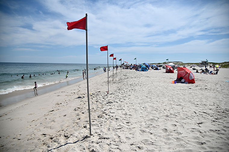 Beachgoers enjoy the weather at Island Beach State Park in Berkeley Township, NJ on July 27, 2020. 