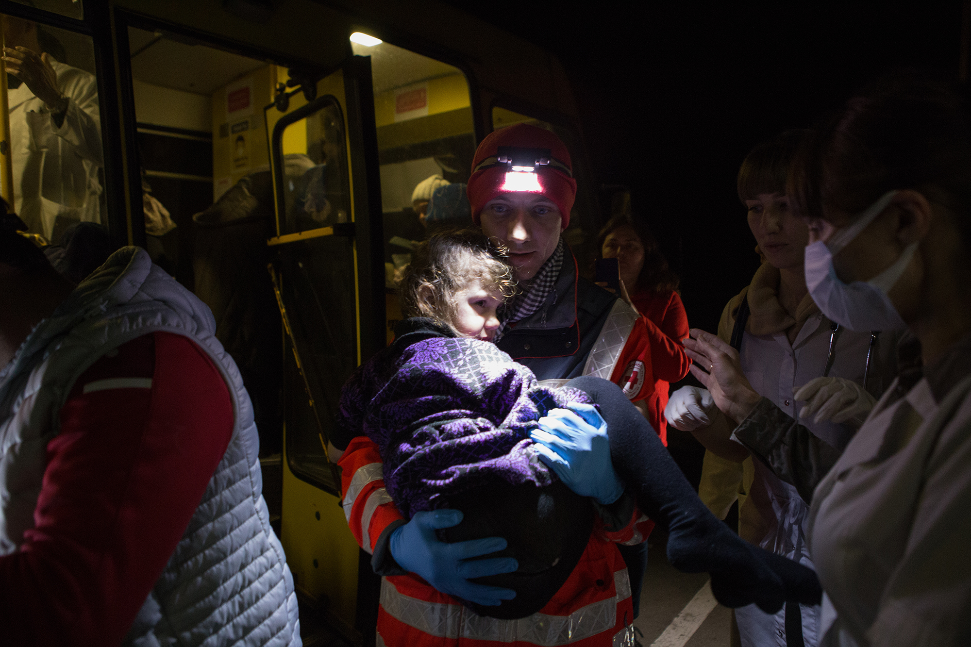Evacuees from Mariupol arrive at a refugee hub in Zaporizhzhia, Ukraine on April 1. 