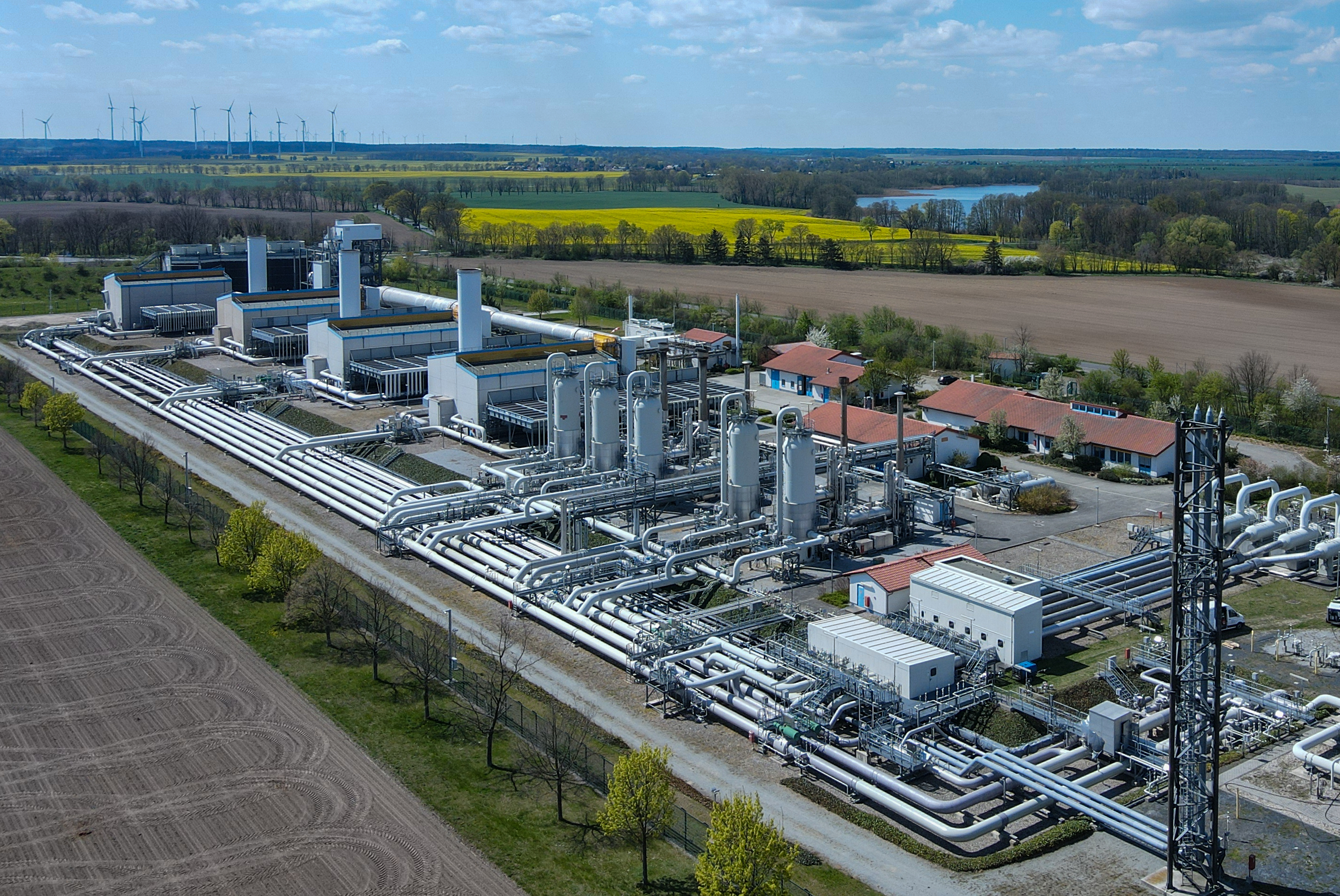 The Mallnow natural gas compressor station of Gascade Gastransport GmbH on April 27, in Brandenburg, Germany.  The compressor station in Malno near the German-Polish border receives mainly Russian natural gas. 