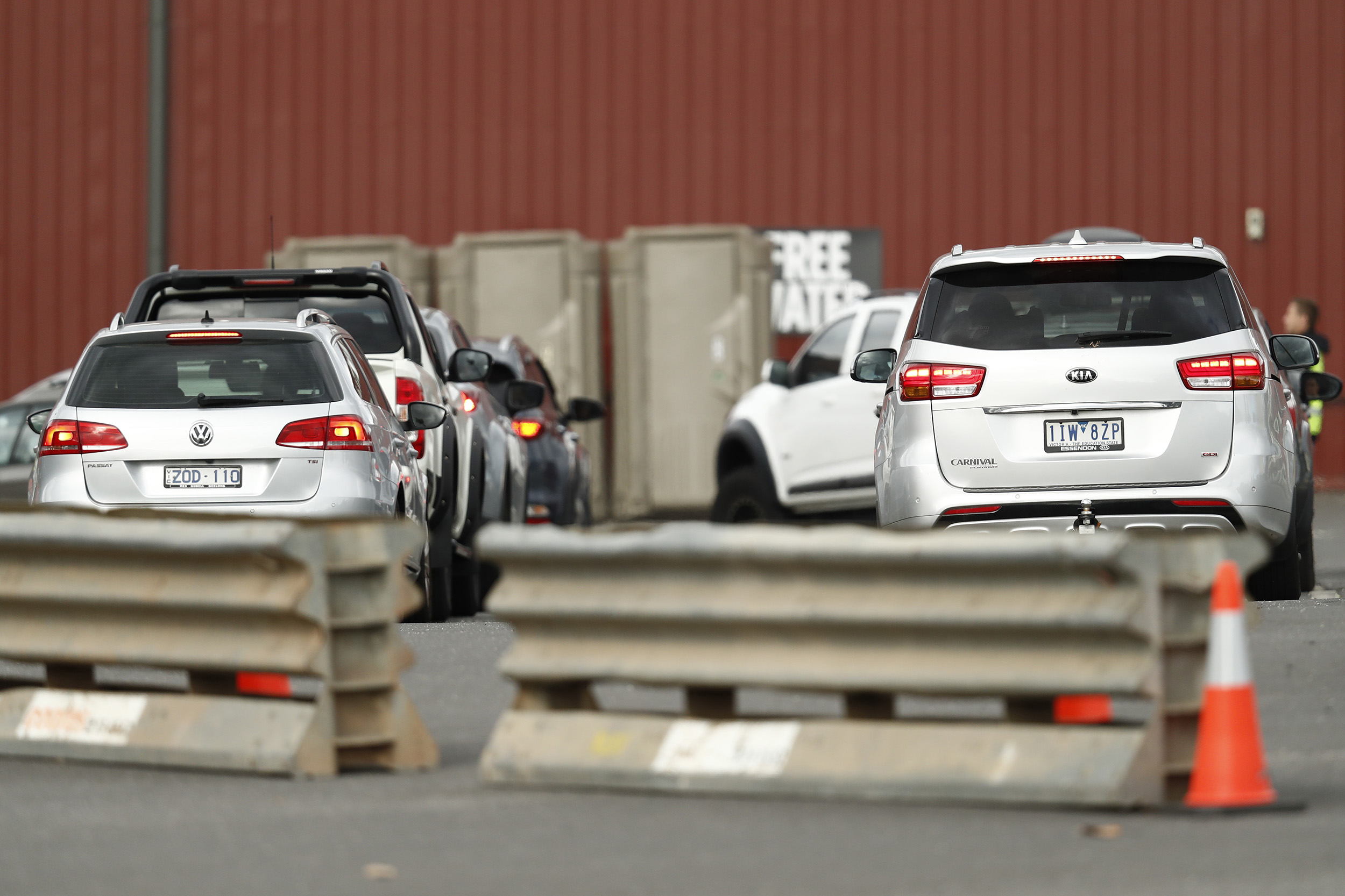 A drive through Covid-19 testing site is seen at the Melbourne Show Grounds on June 25, in Melbourne, Australia. 