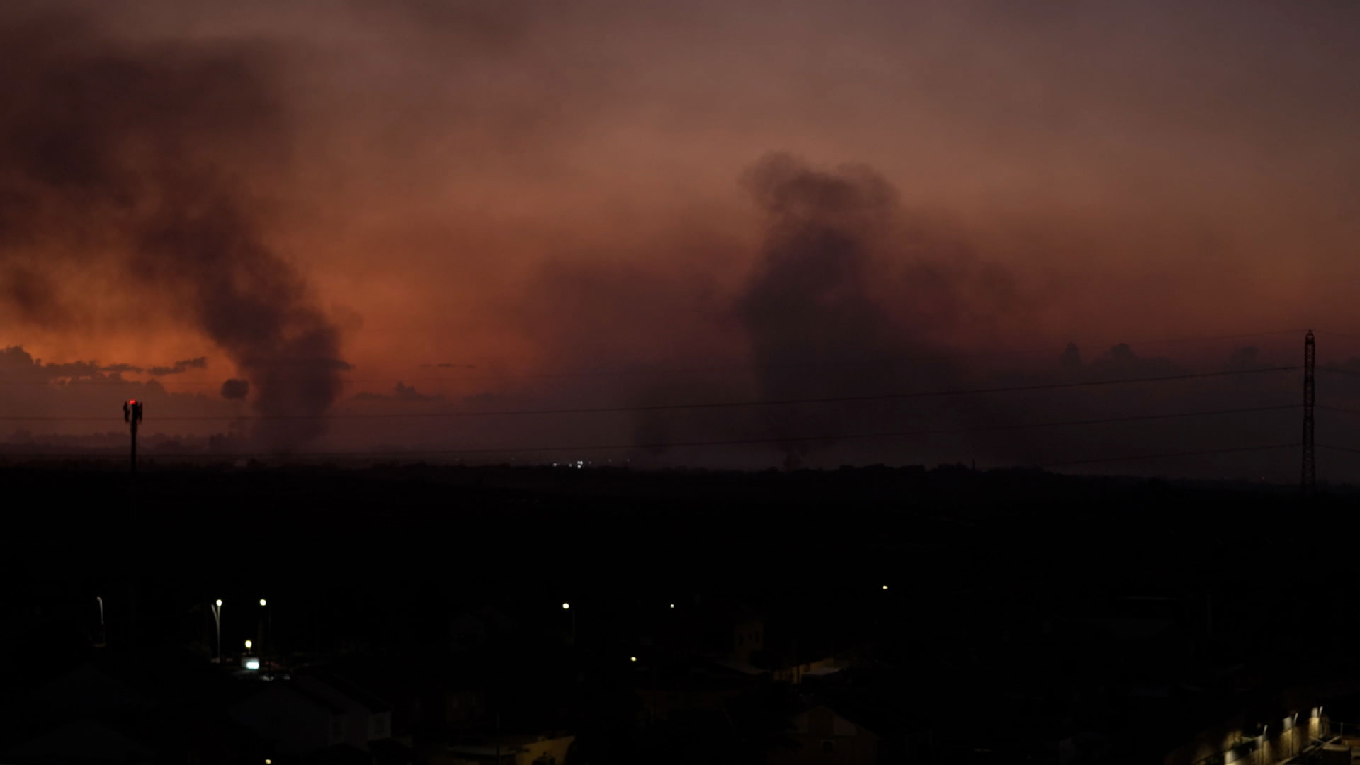Smoke rises from northern Gaza, as seen from Sderot, Israel, on Wednesday. 