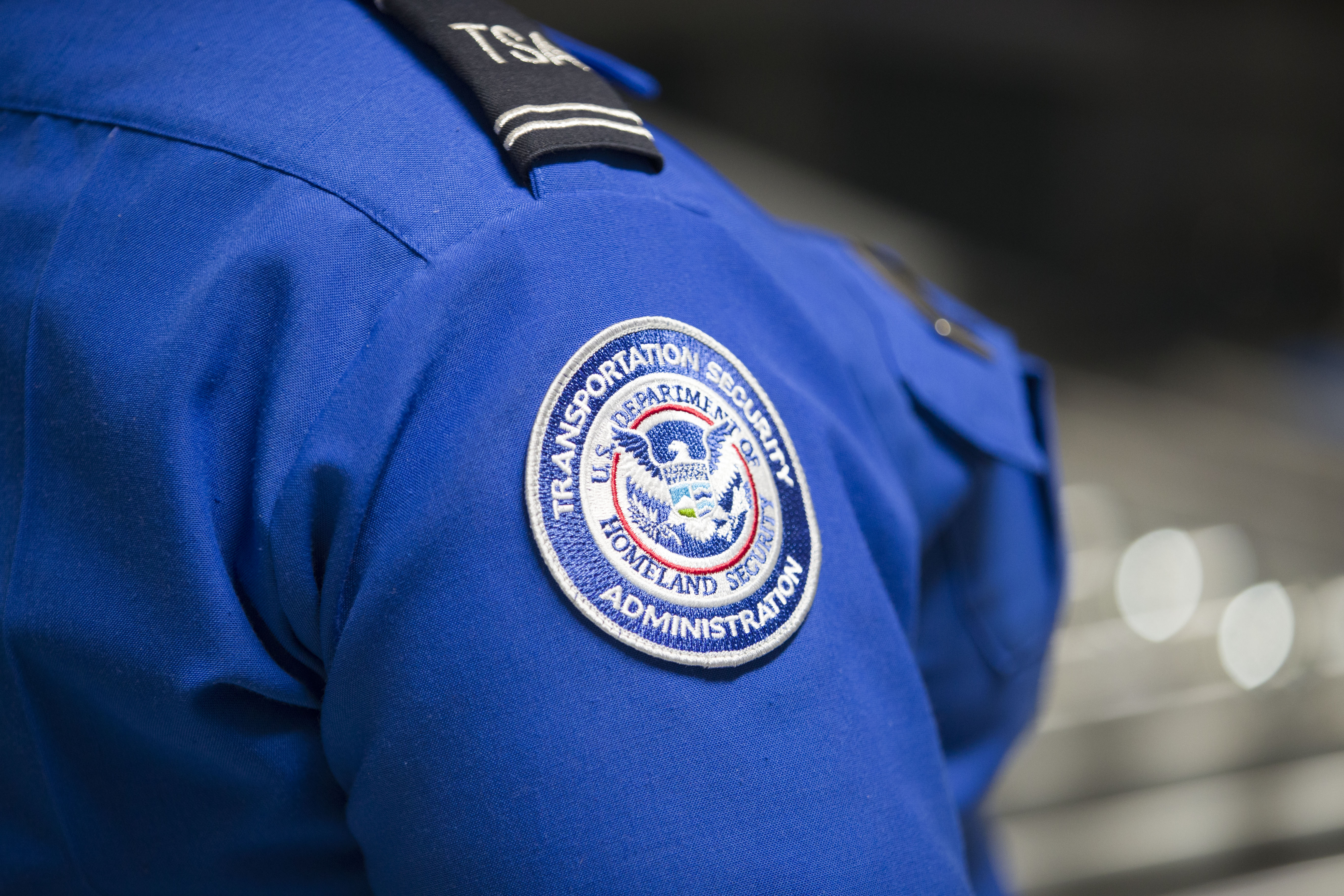 A Transportation Security Administration agent is pictured at Florida's Miami International Airport on May 21, 2019.
