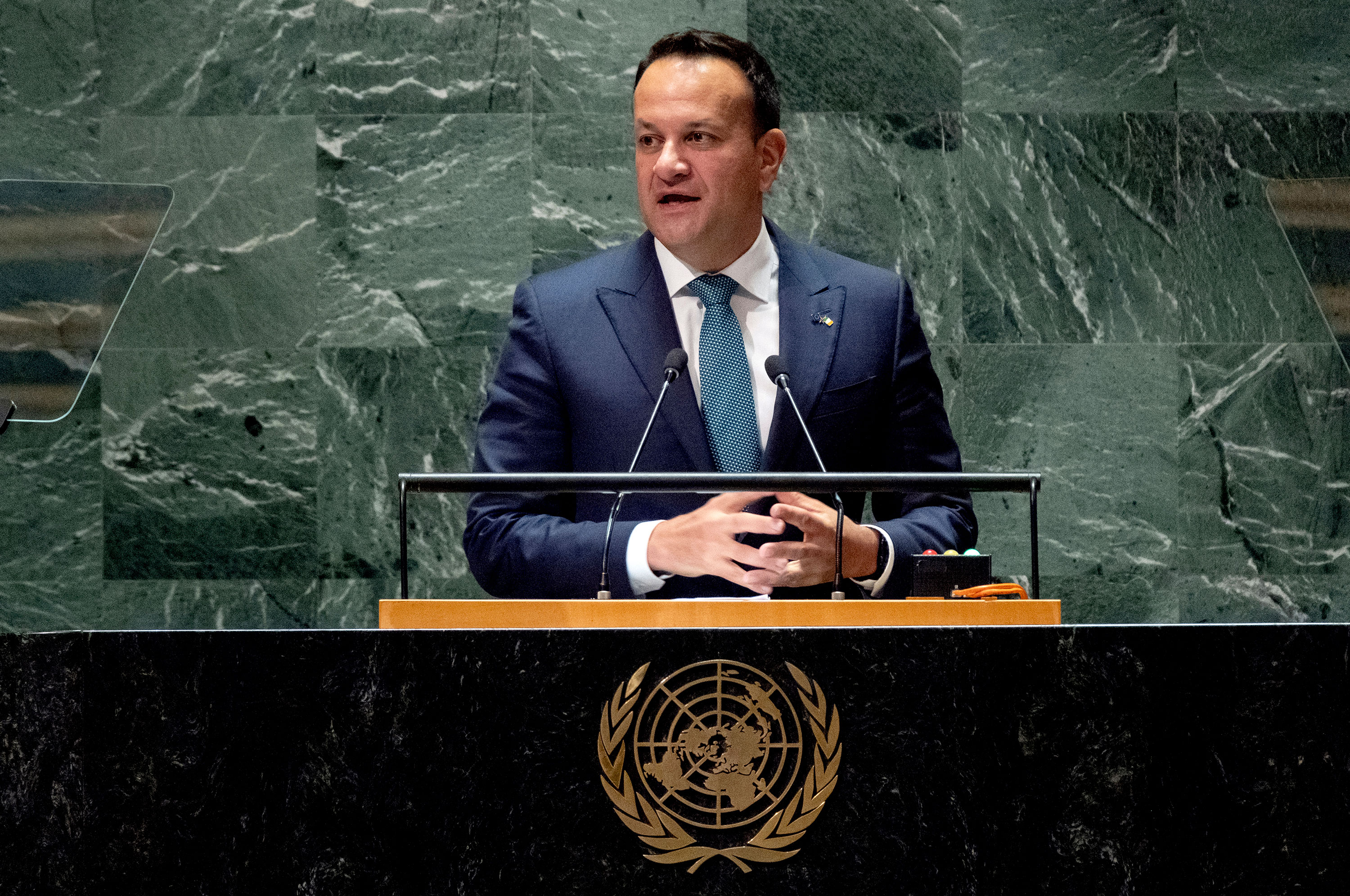 Irish Taoiseach Leo Varadkar speaks at the United Nations General Assembly in New York on Friday. 