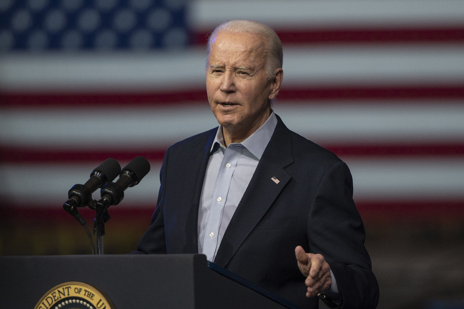 Joe Biden speaks during an event in Pueblo, Colorado, on November 29.
