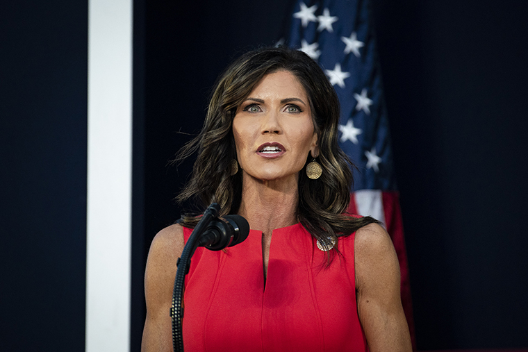 Kristi Noem, governor of South Dakota Governor, speaks during an event at Mount Rushmore National Memorial in Keystone, South Dakota, U.S., on Friday, July 3, 2020. 