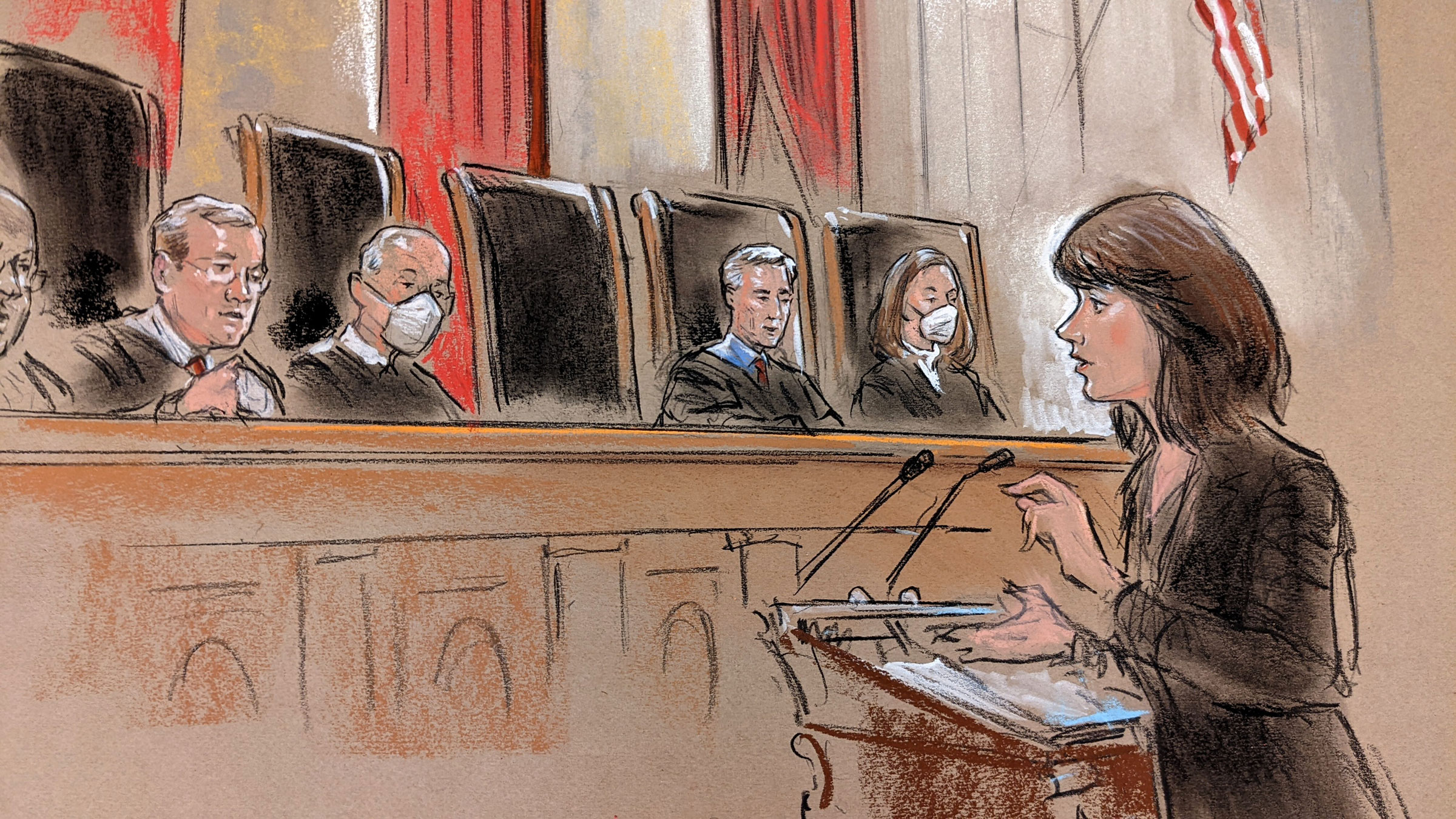 Solicitor General Elizabeth Prelogar makes her case to the court on Friday.