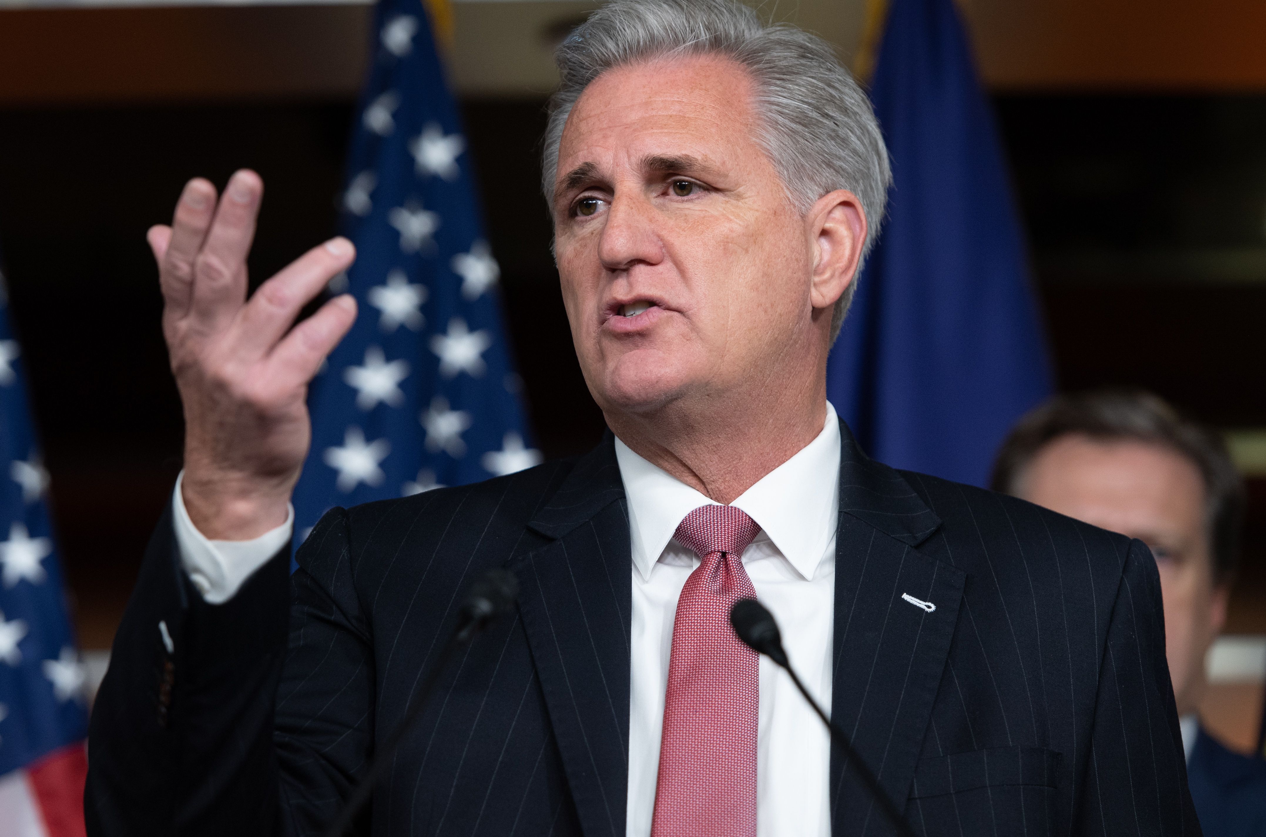 House Minority Leader Kevin McCarthy, a Republican from California, speaks during a news conference on Capitol Hill in Washington, DC, on Oct. 22, 2019. 