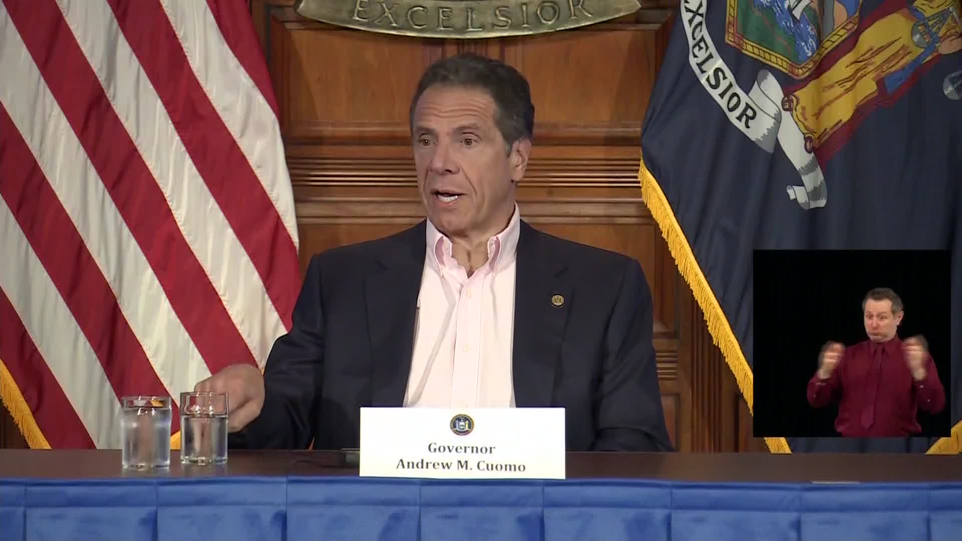 New York Gov. Andrew Cuomo speaks during a press conference in Albany, New York, on August 19.