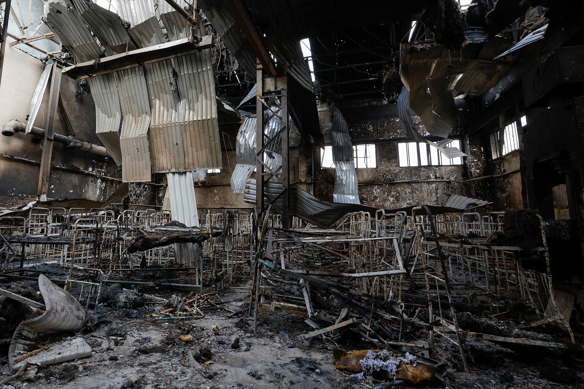 Debris in a pre-trial detention center after an attack, in the separatist-controlled region of Olenivka, in the Donetsk Region of Ukraine on July 29, 2022.