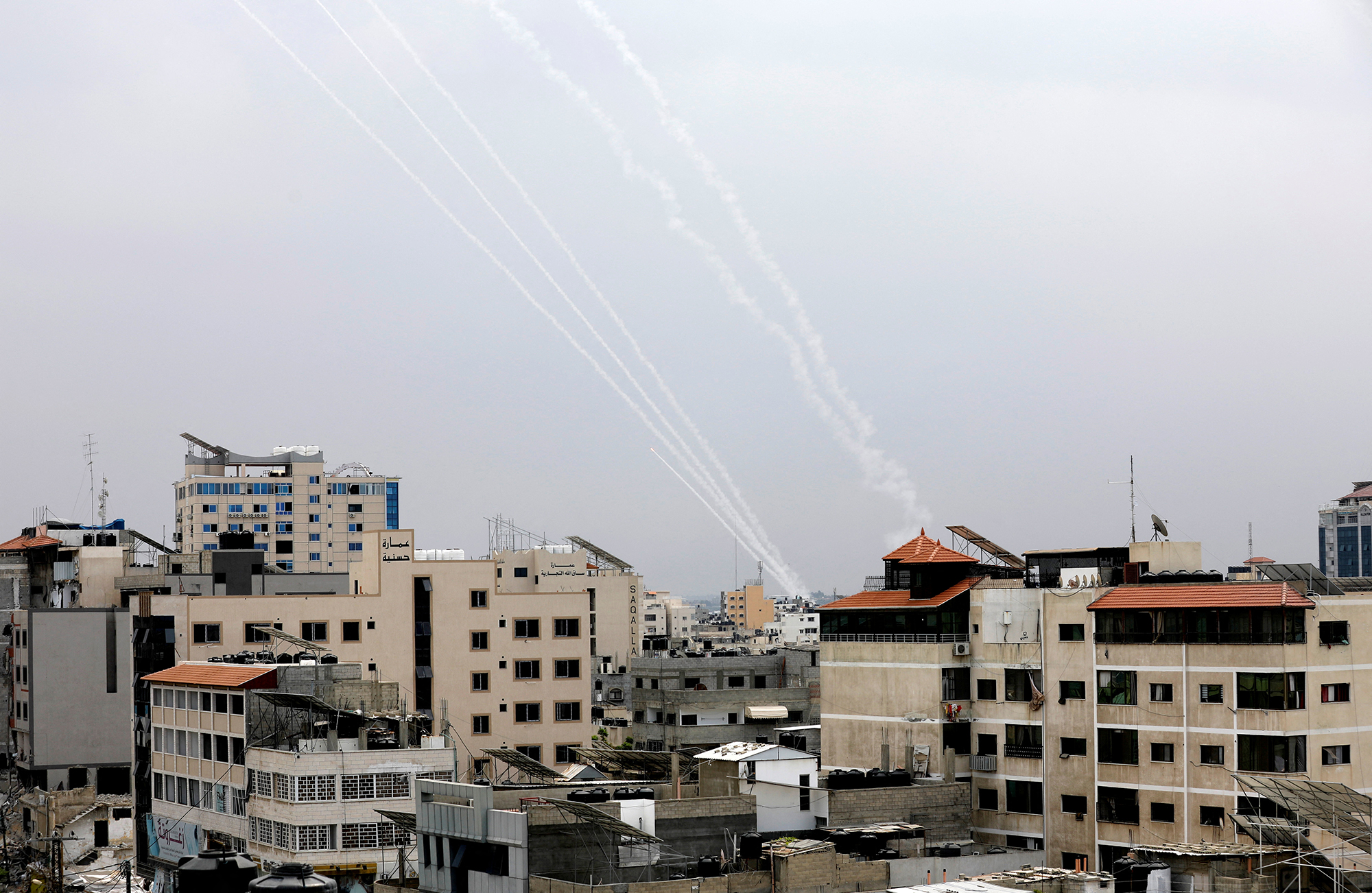 Rockets are fired from Gaza toward Israel on October 9.