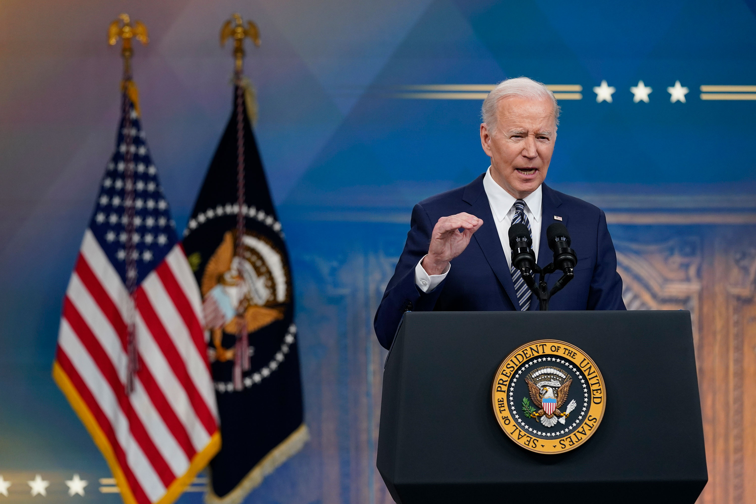 President Joe Biden speaks at the White House on Thursday.