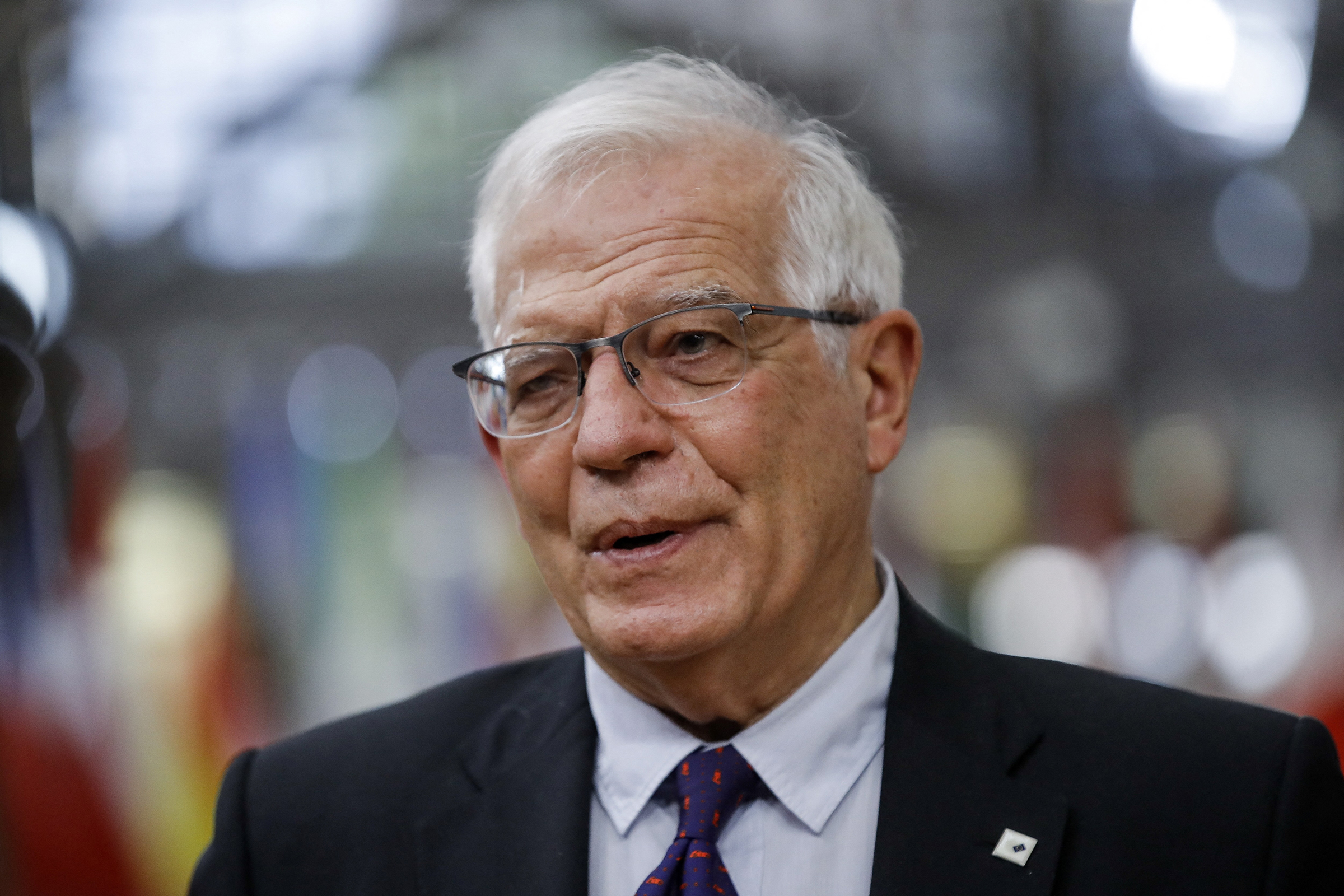 Josep Borrell arrives for an EU summit in Brussels, on May 24.