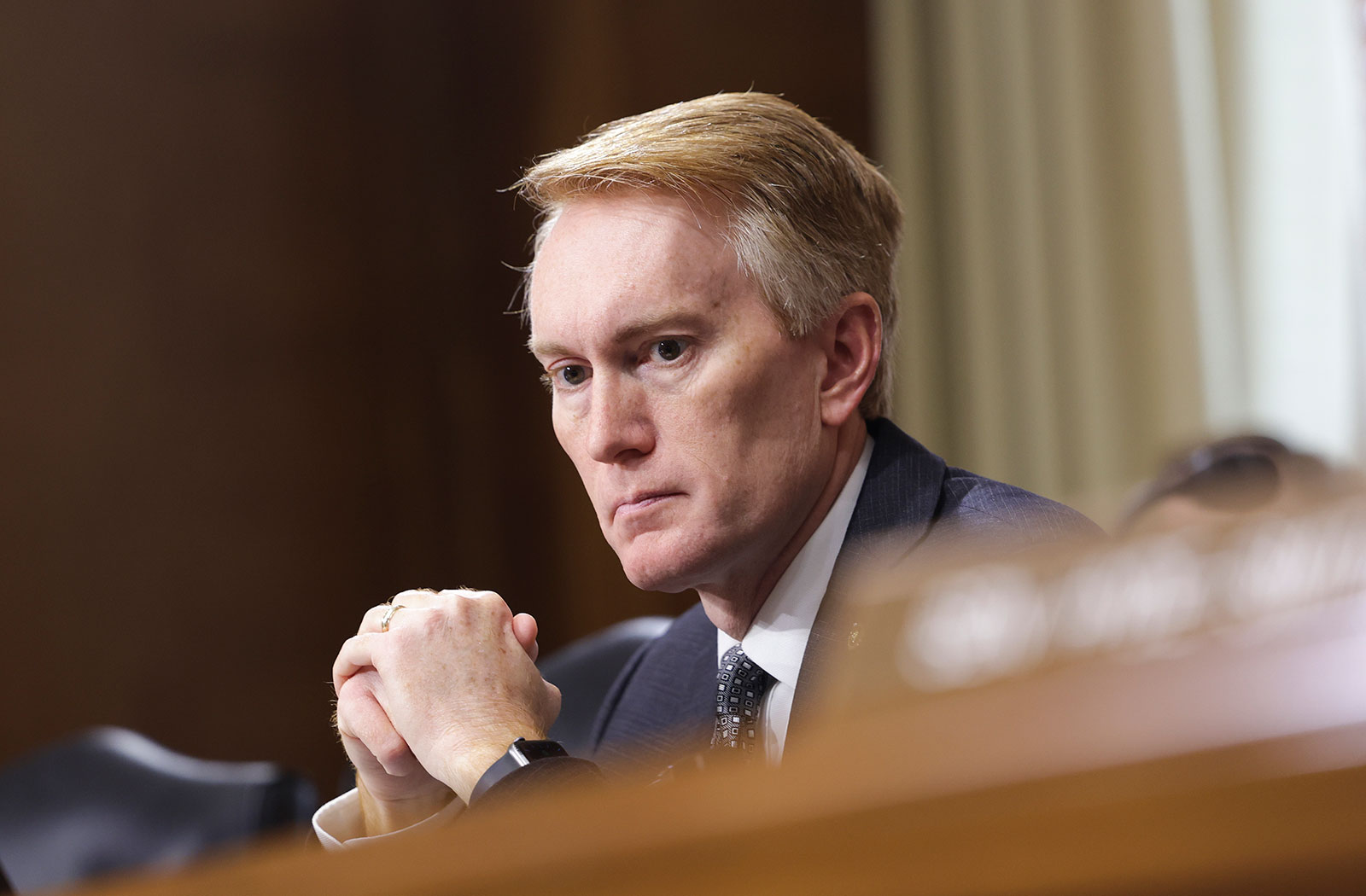 Sen. James Lankford participates in a Senate Energy and Natural Resources Committee meeting in Washington, DC, on May 3. 
