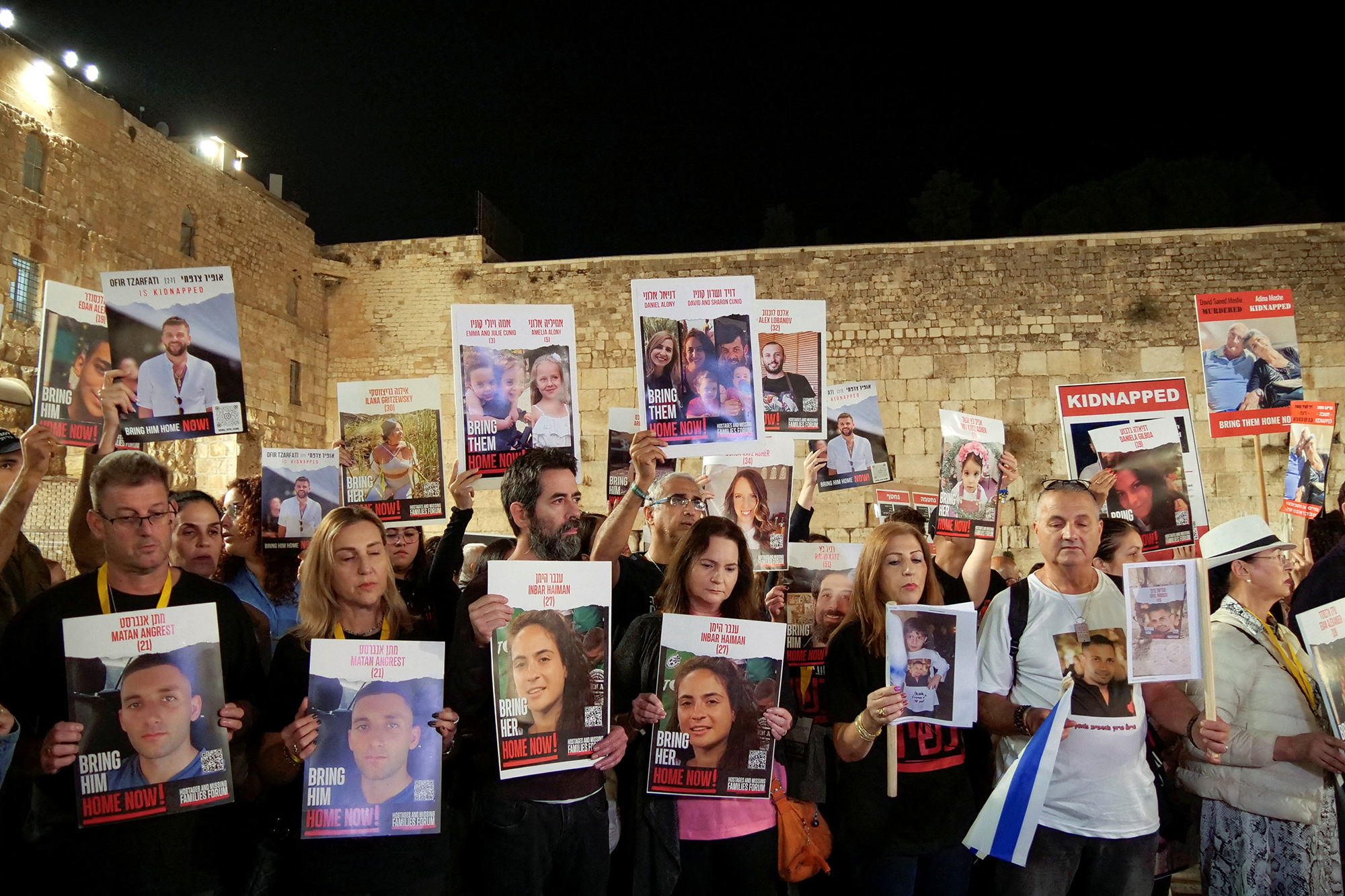 People attend an event calling for the release of Israeli hostages in Jerusalem on November 7. 
