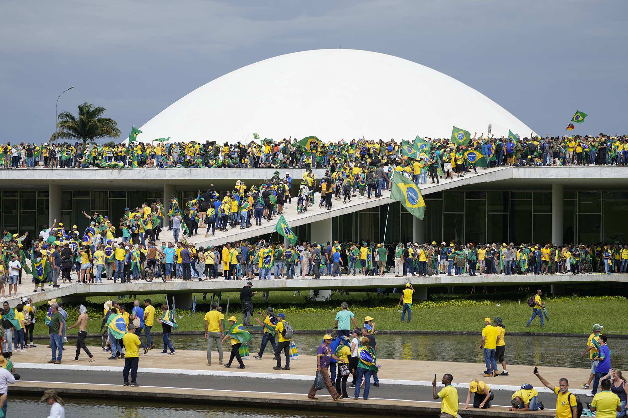 Supporters of Brazil's former President Jair Bolsonaro, storm the the National Congress building in Brasilia, Brazil, on January 8.