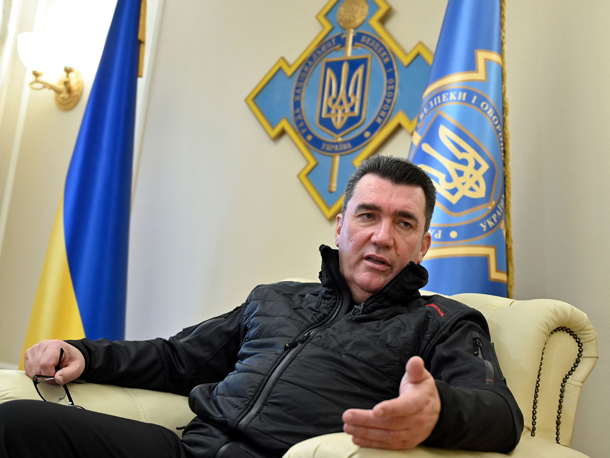 Oleksiy Danilov gives an interview in his office in Kyiv, Ukraine, on December 24, 2021.