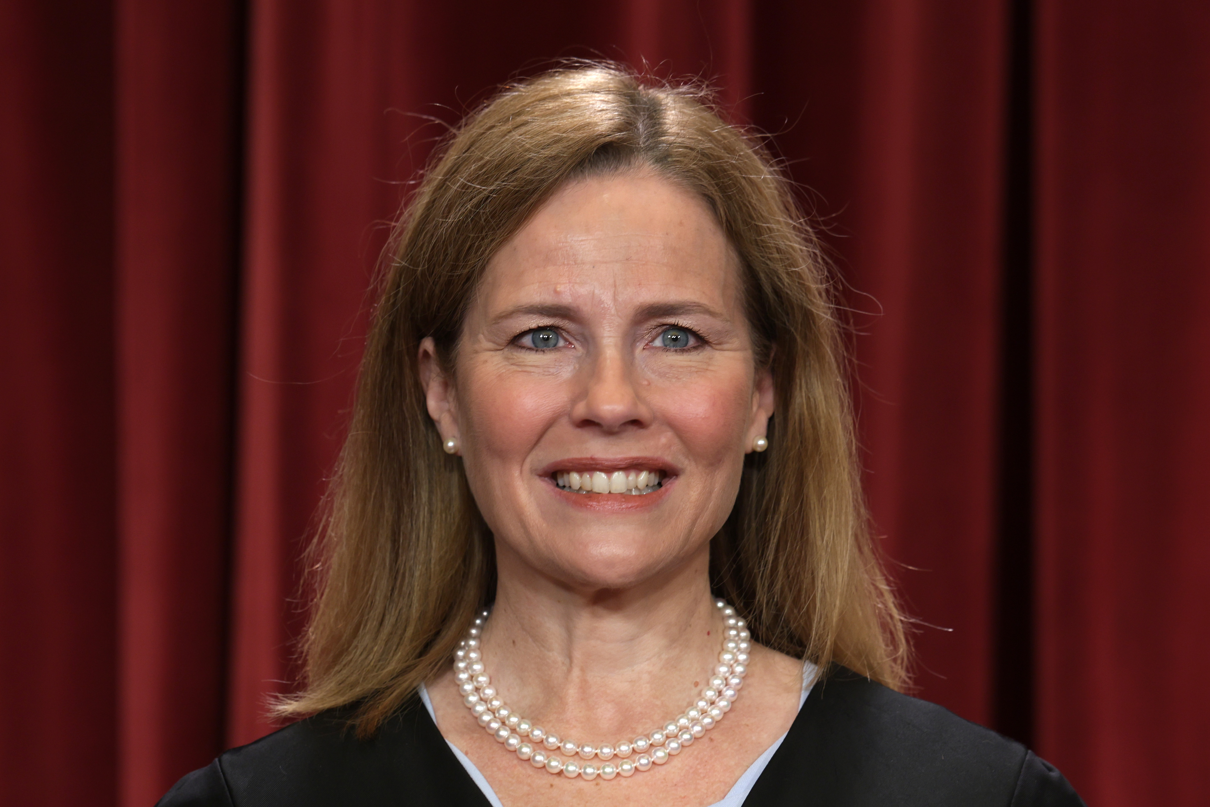 Justice Amy Coney Barrett poses for an official portrait at the Supreme Court in Washington, DC, in 2022.