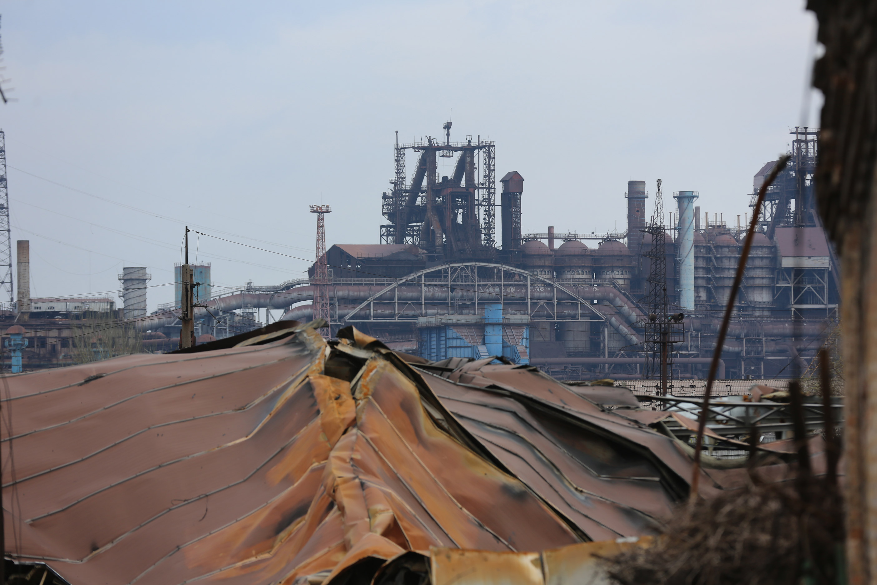  A view of the destruction in Mariupol, including the Azovstal steel plant, on April 22.