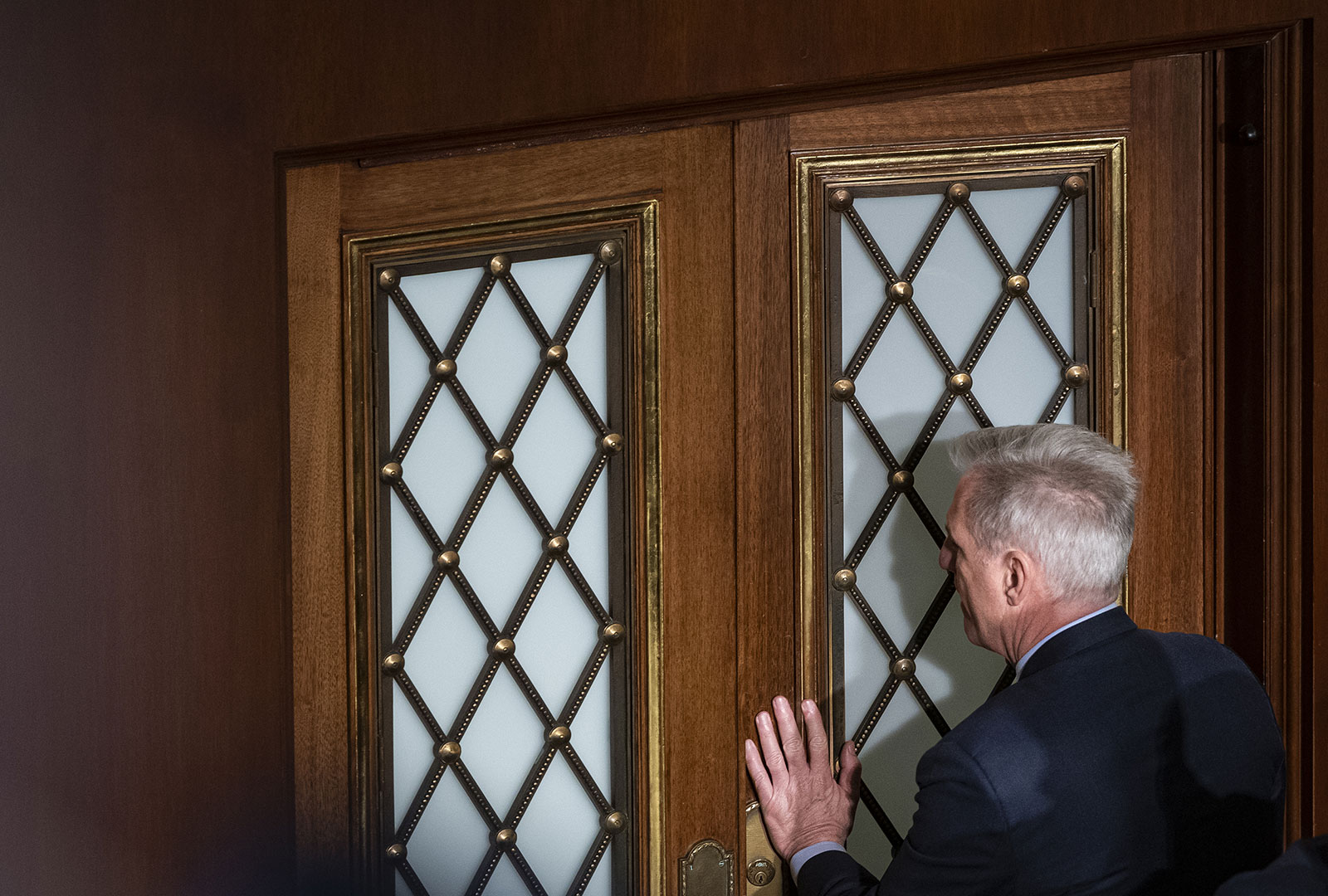 Rep. Kevin McCarthy leaves the House chamber on Friday.