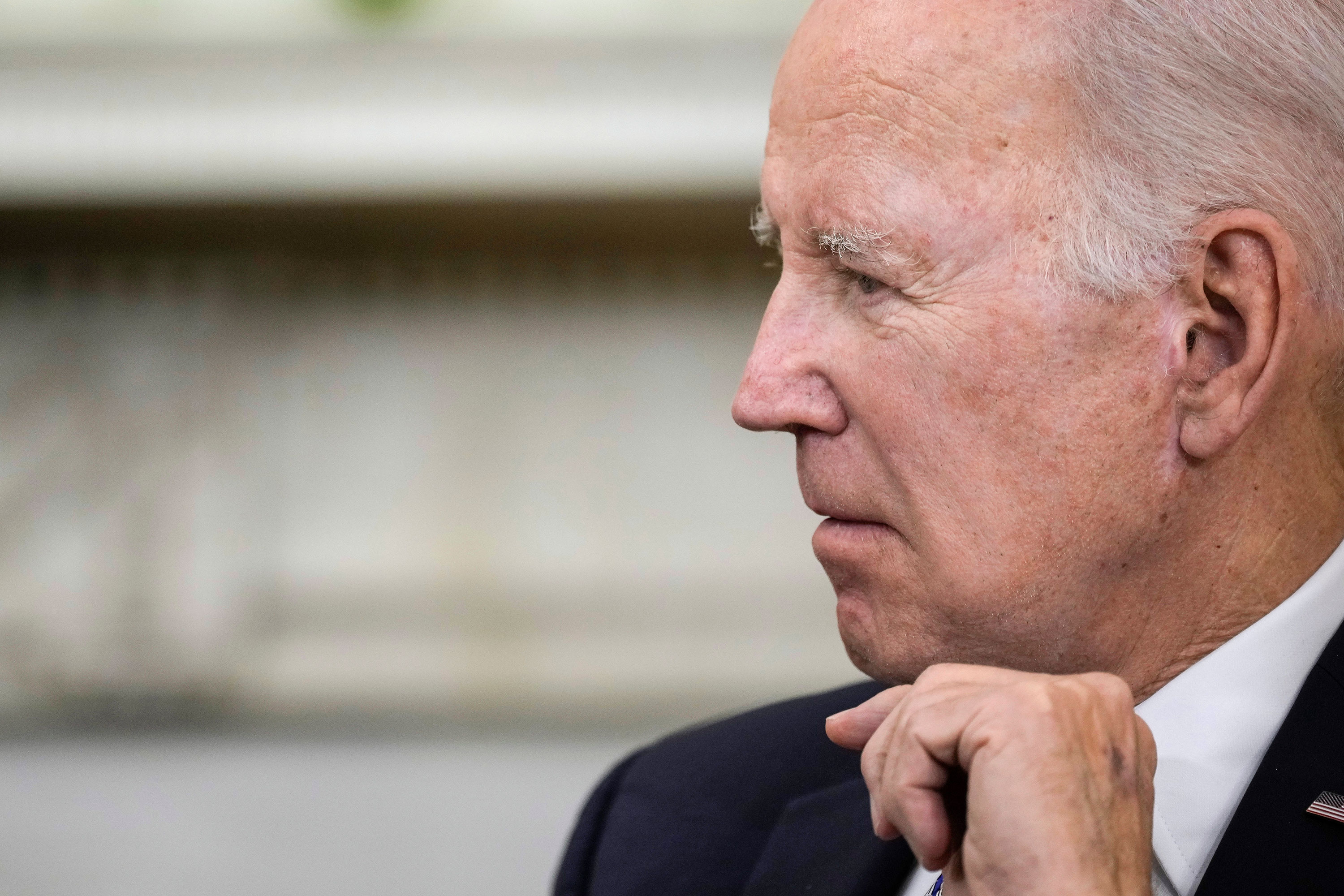 President Joe Biden in the Oval Office of the White House in Washington, DC, on April 20. 