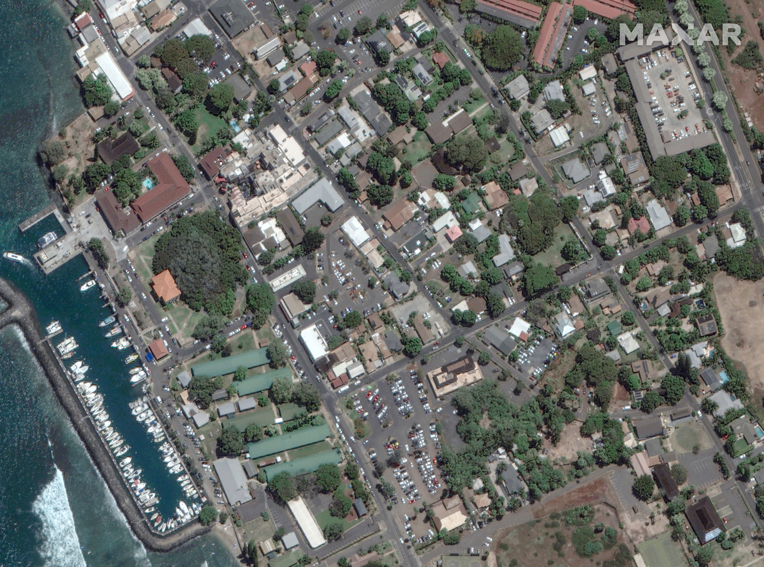 BEFORE - A satellite image shows an overview of Lahaina, Maui County, in Hawaii on June 25, 2023.
