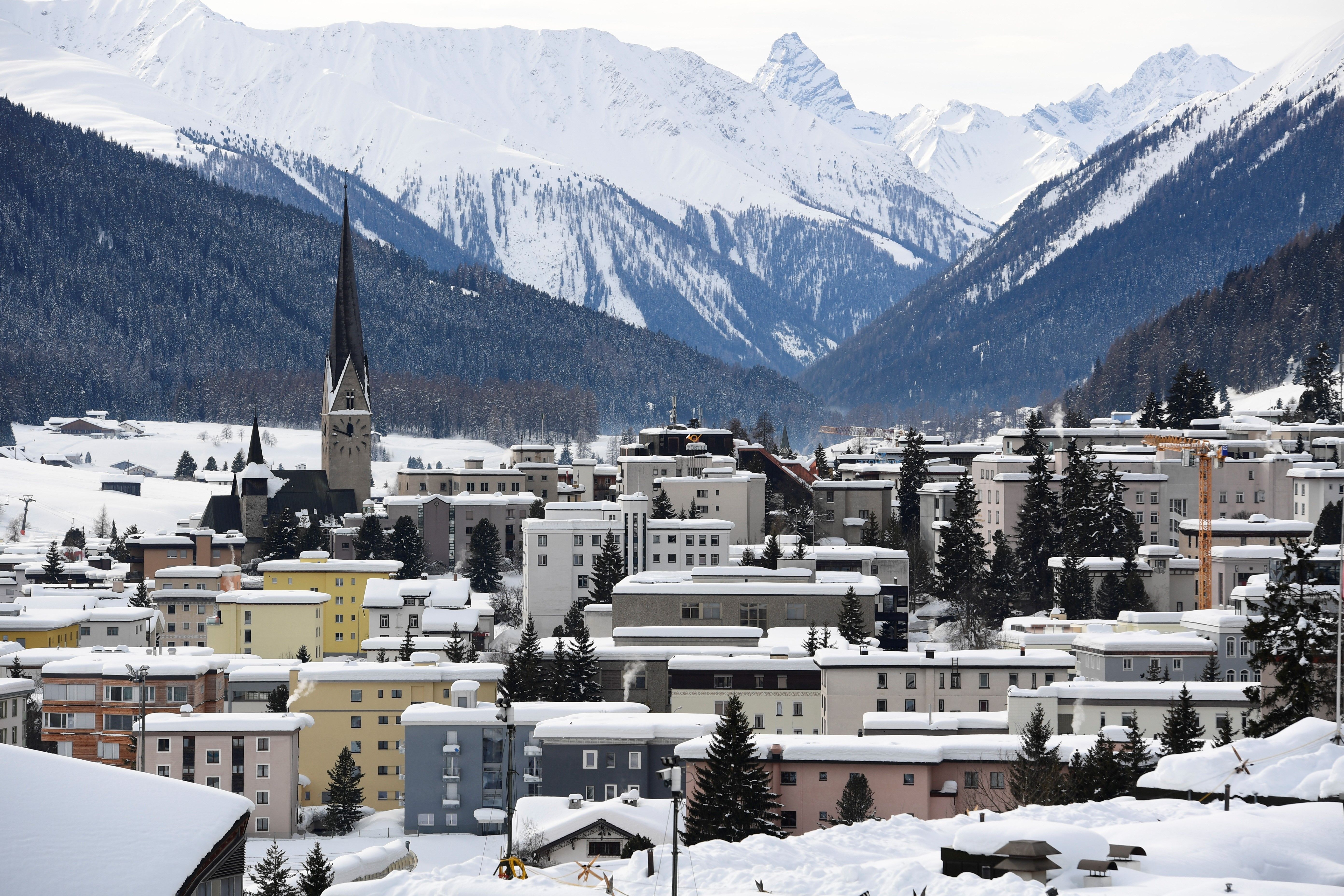 A general view taken on January 25, 2018 shows the town of Davos, eastern Switzerland, the venue of the annual World Economic Forum (WEF). 