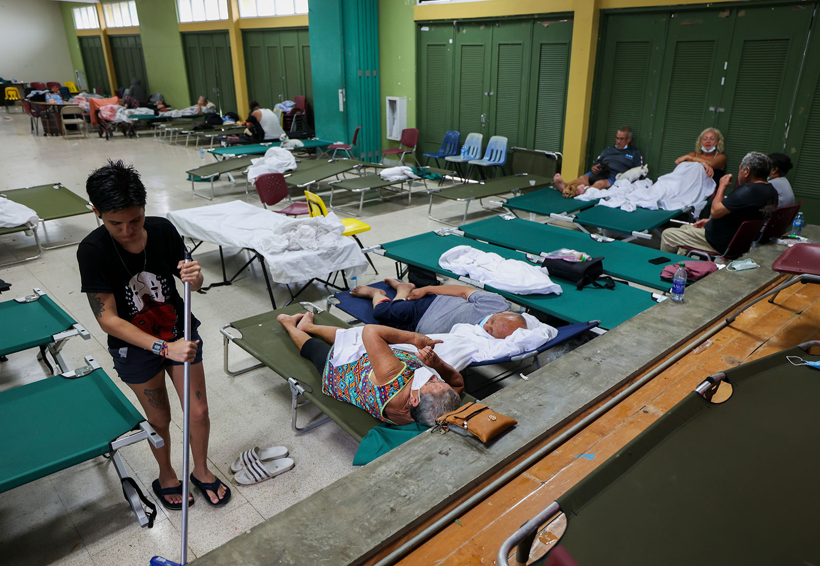 Residents affected by Hurricane Fiona rest at a storm shelter in Salinas, Puerto Rico on Monday. 