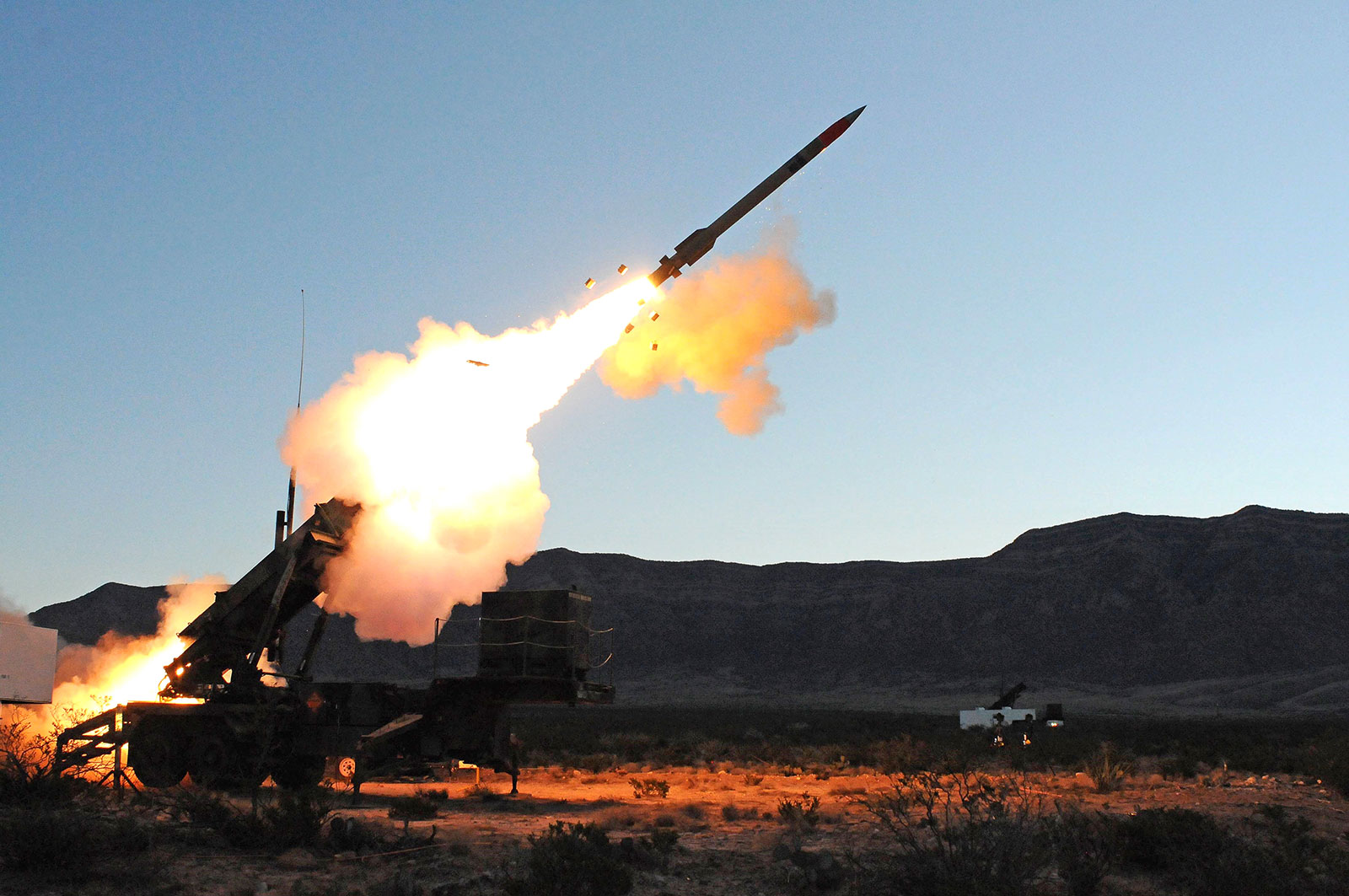 The Army test fires a Patriot missile in 2019. The Patriot missile defense systems are designed to counter and destroy incoming short-range ballistic missiles, advanced aircraft and cruise missiles.