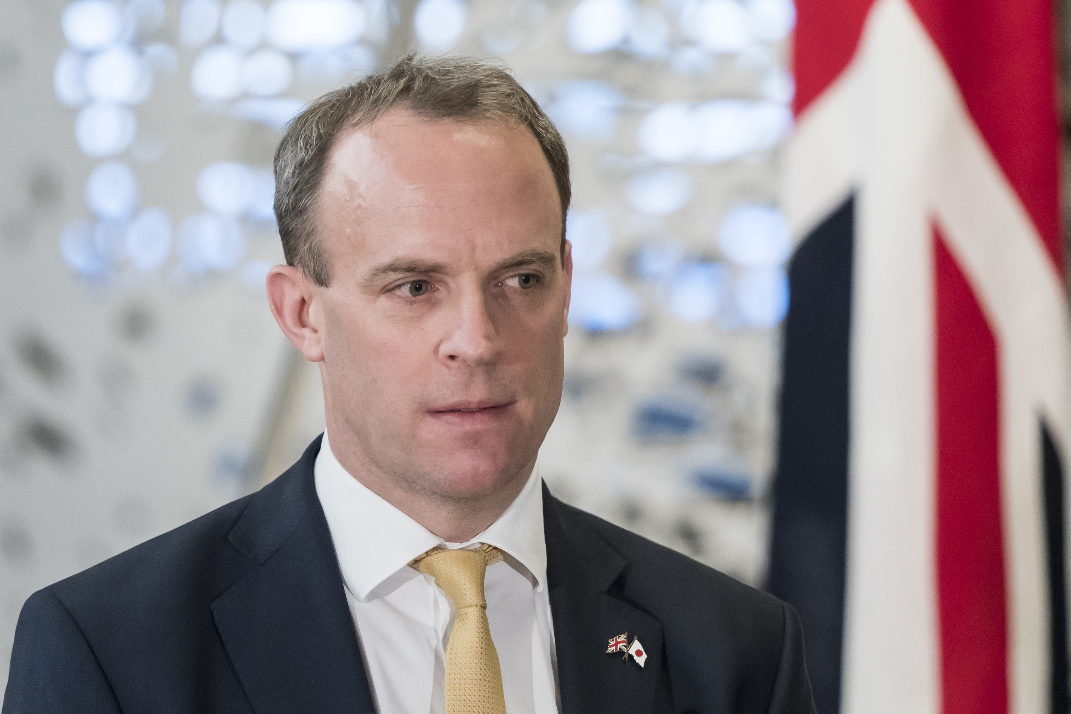 UK Foreign Secretary Dominic Raab during a joint news conference in Tokyo, Japan, on February 8.