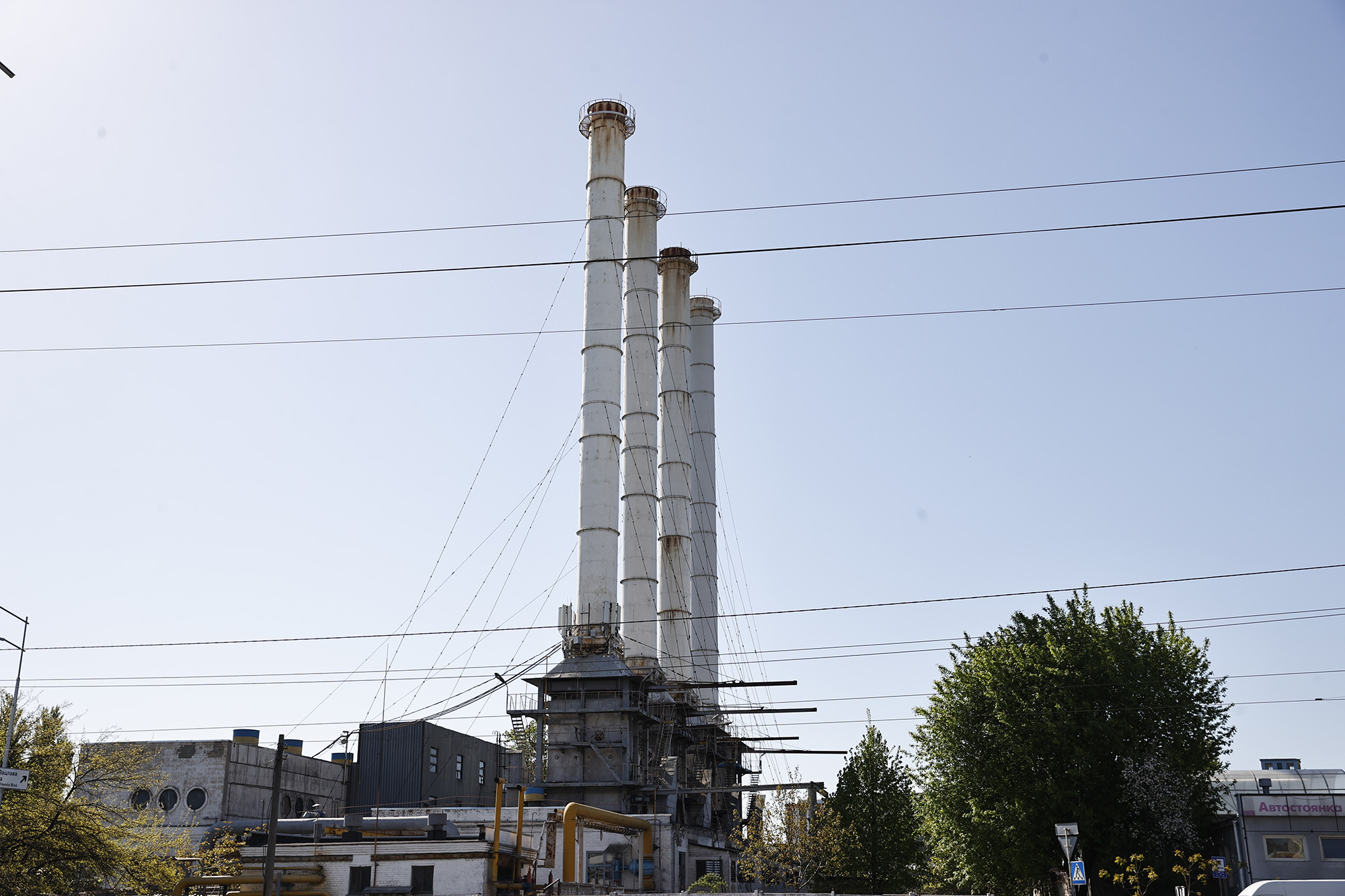 The factory chimneys of the Ukrainian Gas Transmission System Operator (GTSOU) in Kyiv, Ukraine, on May 11.