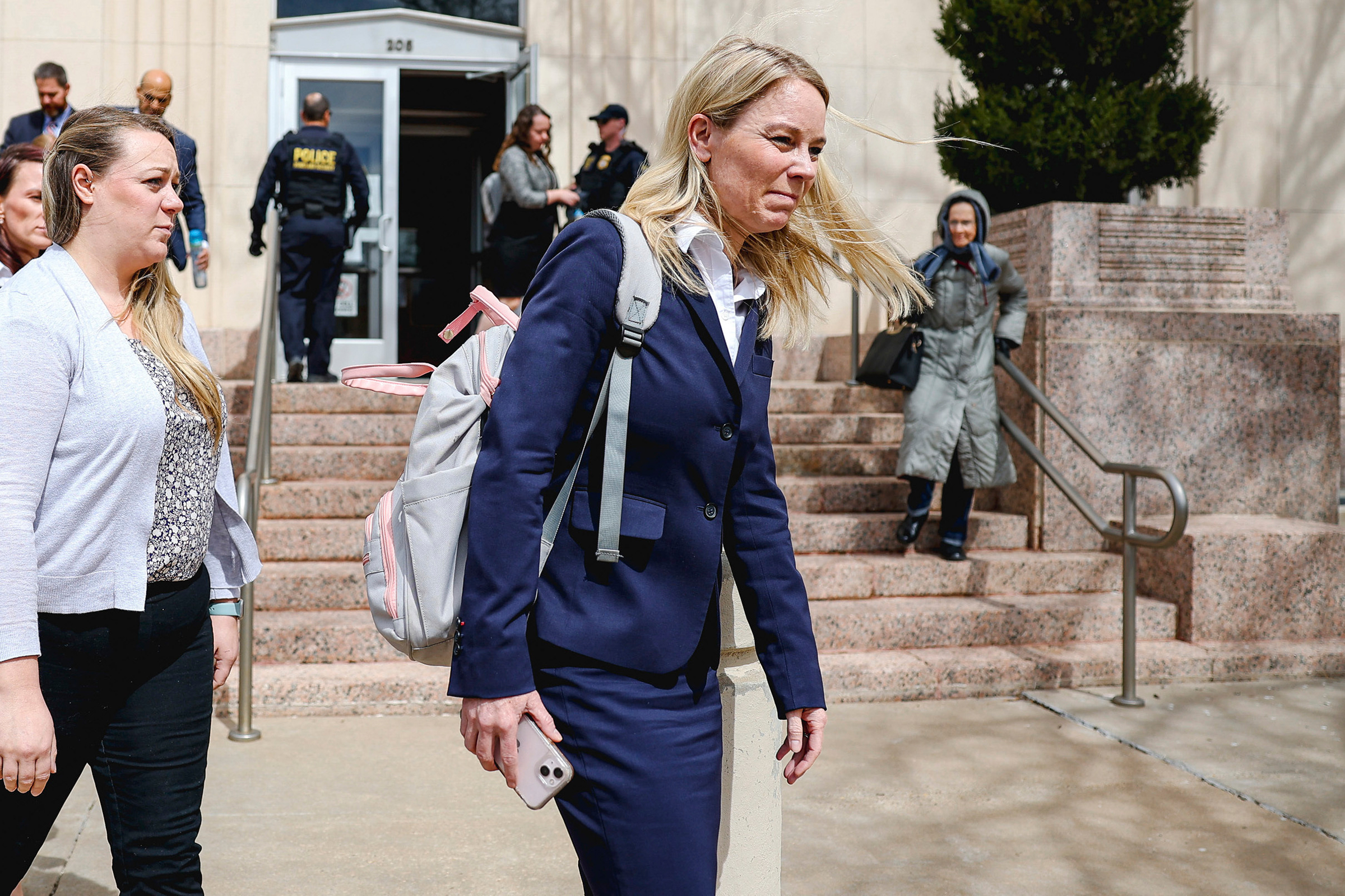 Erin Hawley, with Alliance Defending Freedom, exits the federal courthouse on March 15, 2023, in Amarillo, Texas. 