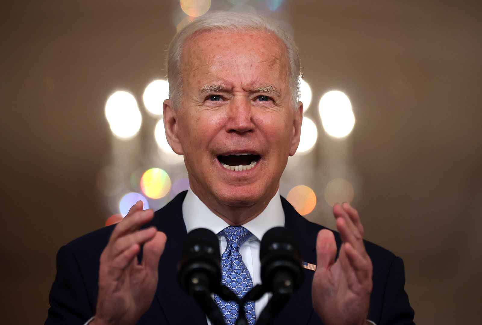 U.S. President Joe Biden delivers remarks on the end of the war in Afghanistan from the White House on August 31.