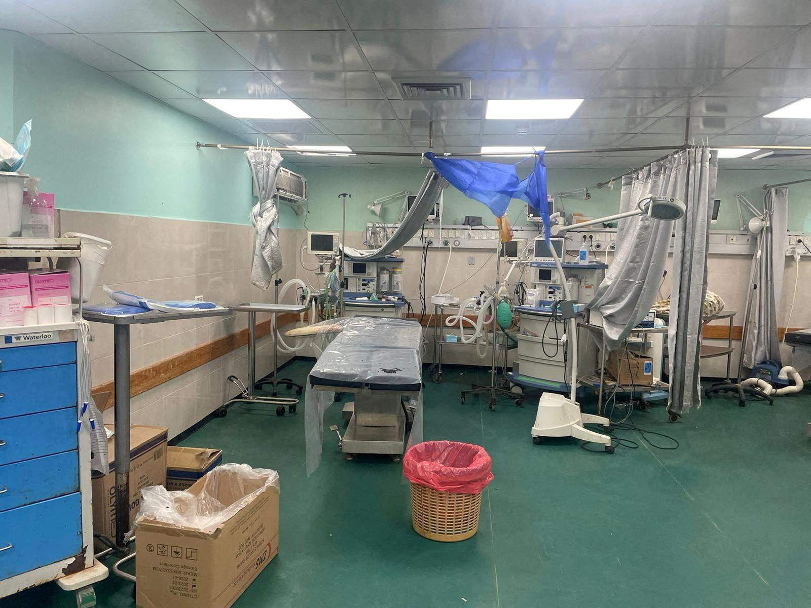 A makeshift operating theater area is seen inside Al Shifa hospital in Gaza, on November 12.