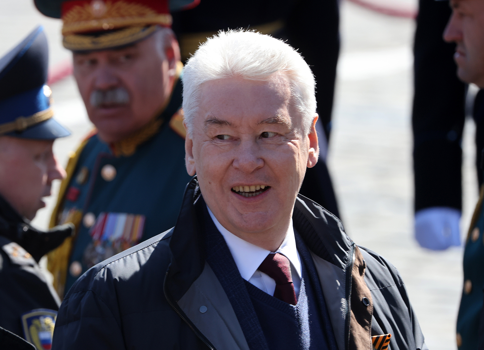 Moscow's Mayor Sergei Sobyanin visits the Victory Day Red Square Parade in Moscow, Russia on May 9.