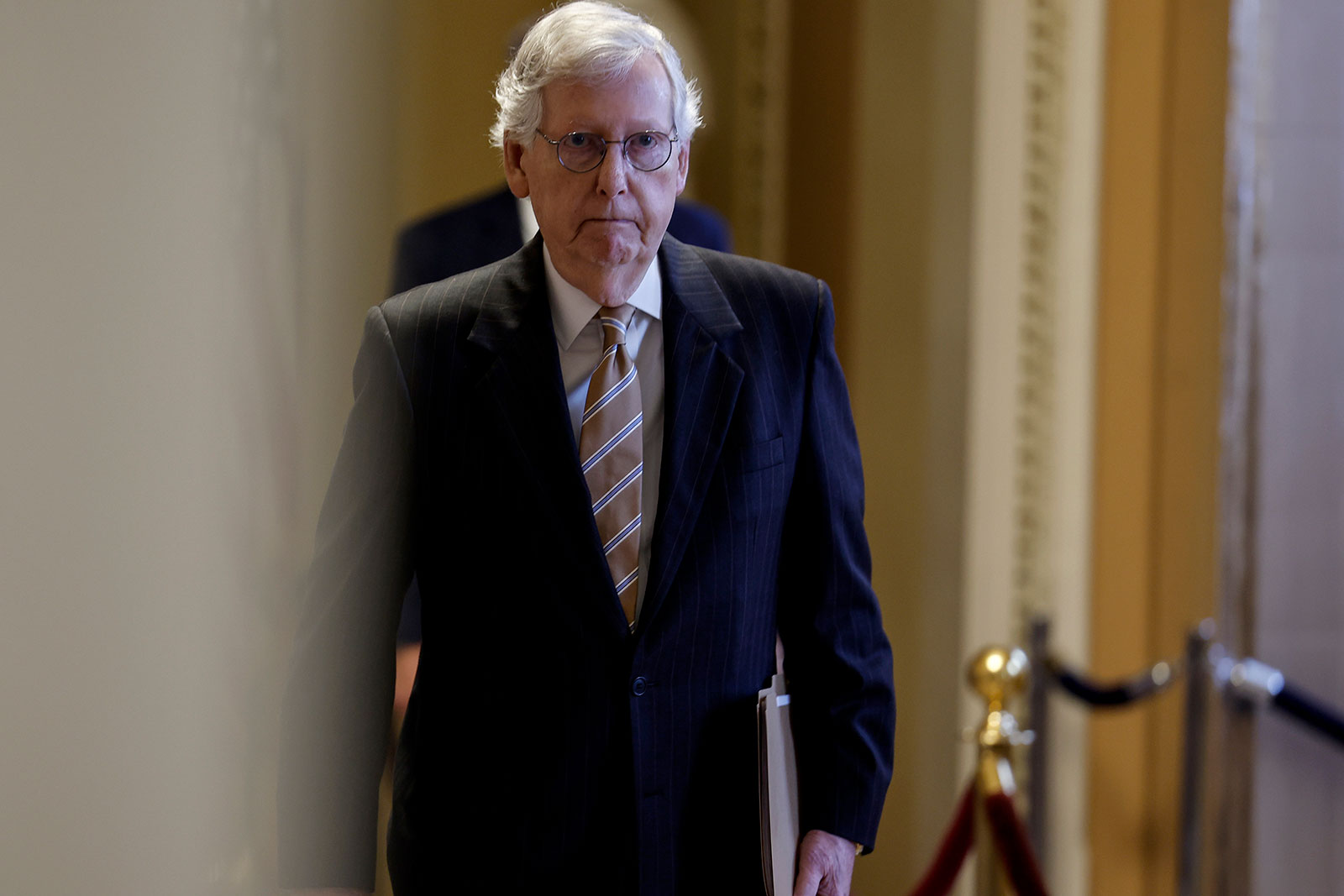 Mitch McConnell walks to the Senate chambers at the US Capitol building on September 27. 