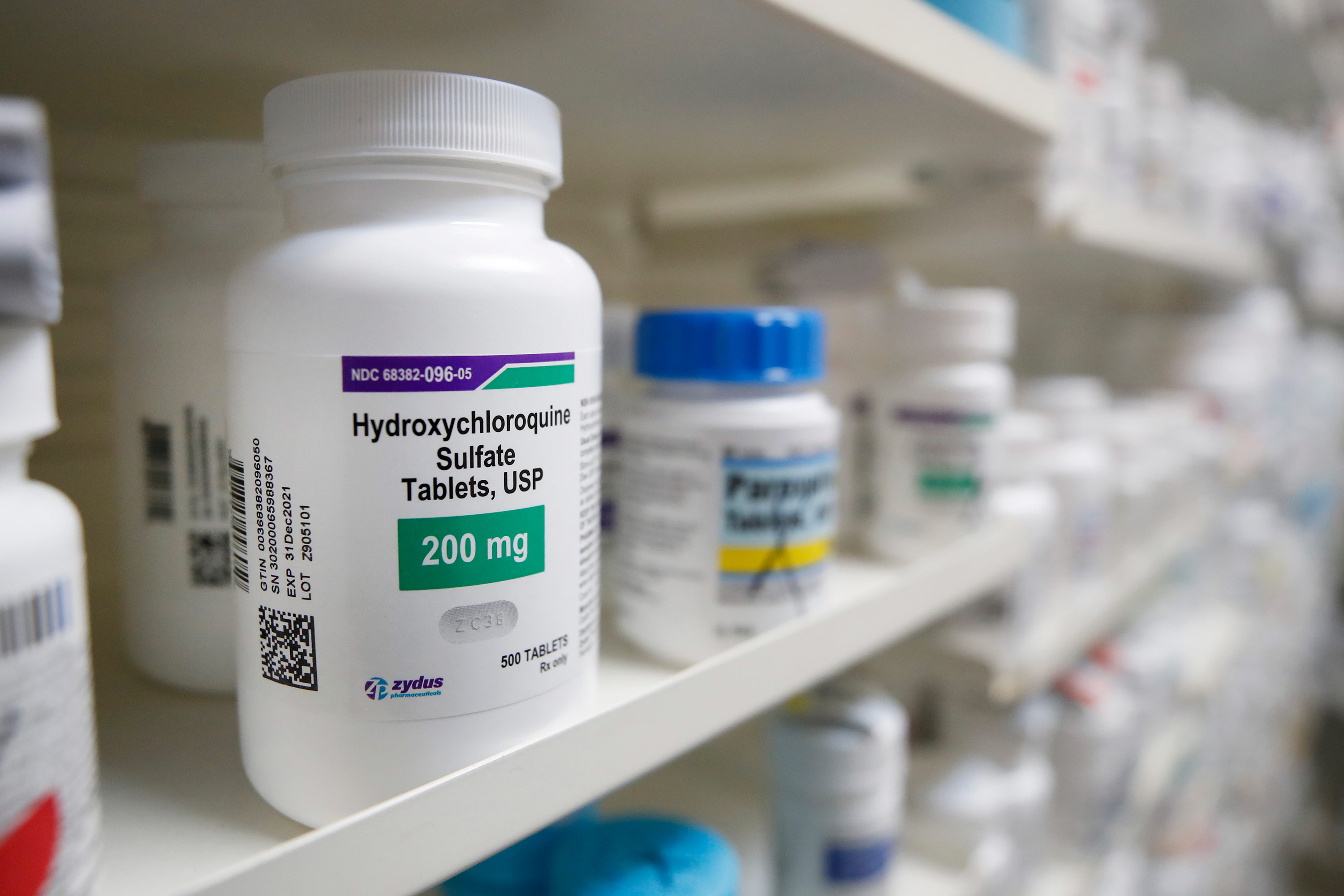 A bottle of hydroxychloroquine at Rock Canyon Pharmacy in Provo, Utah, on May 20, 2020. 