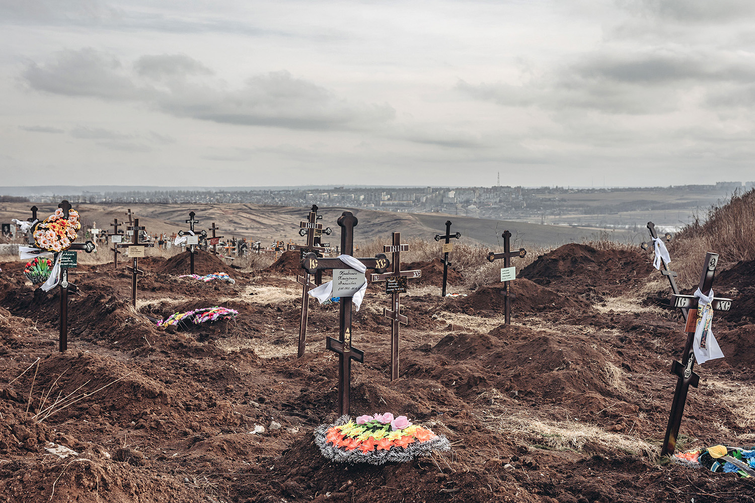 Civilian graves in Chasiv Yar Cemetery in Ukraine on January 21.