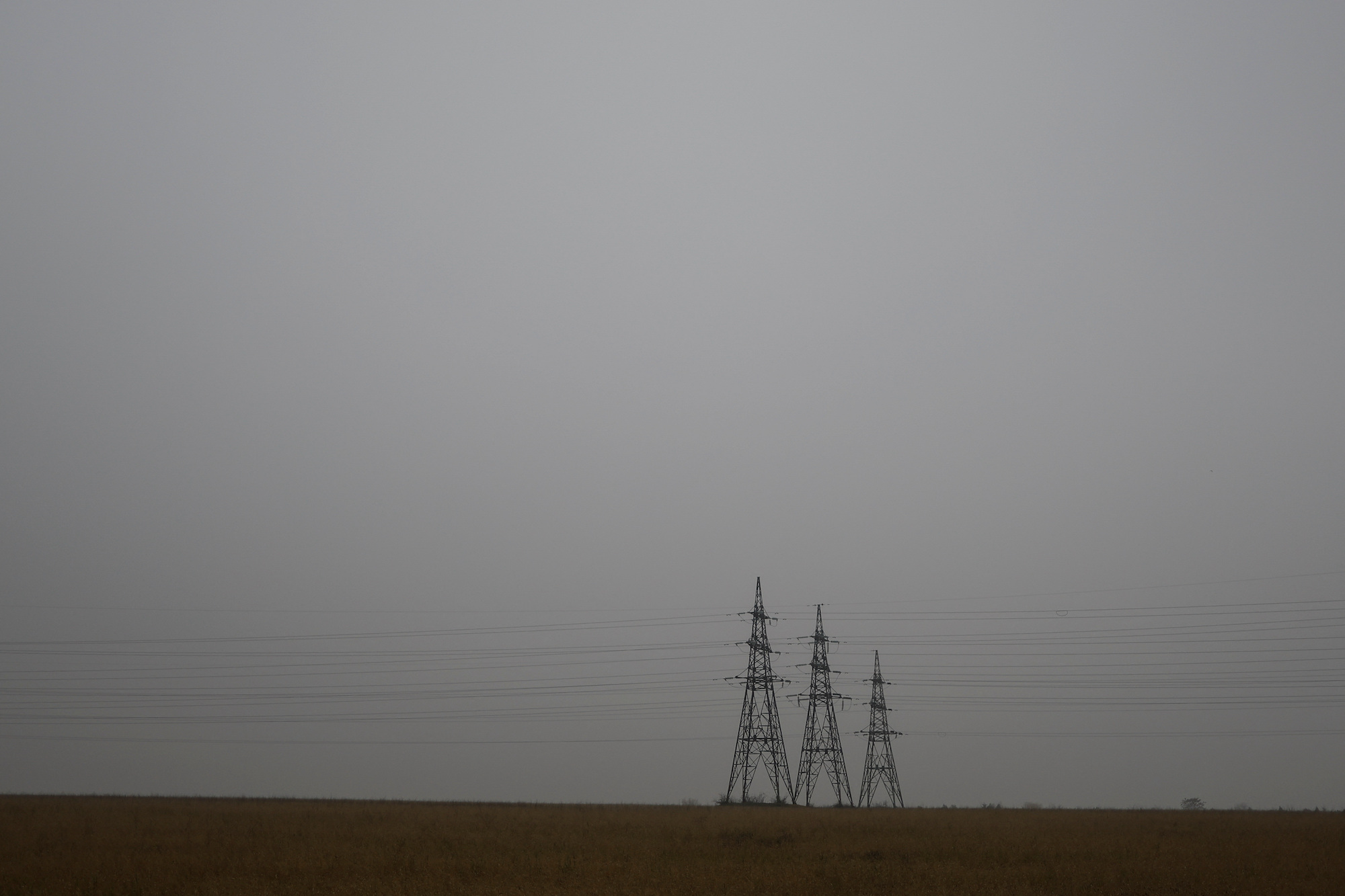 High-voltage power lines in Kherson on November 17.