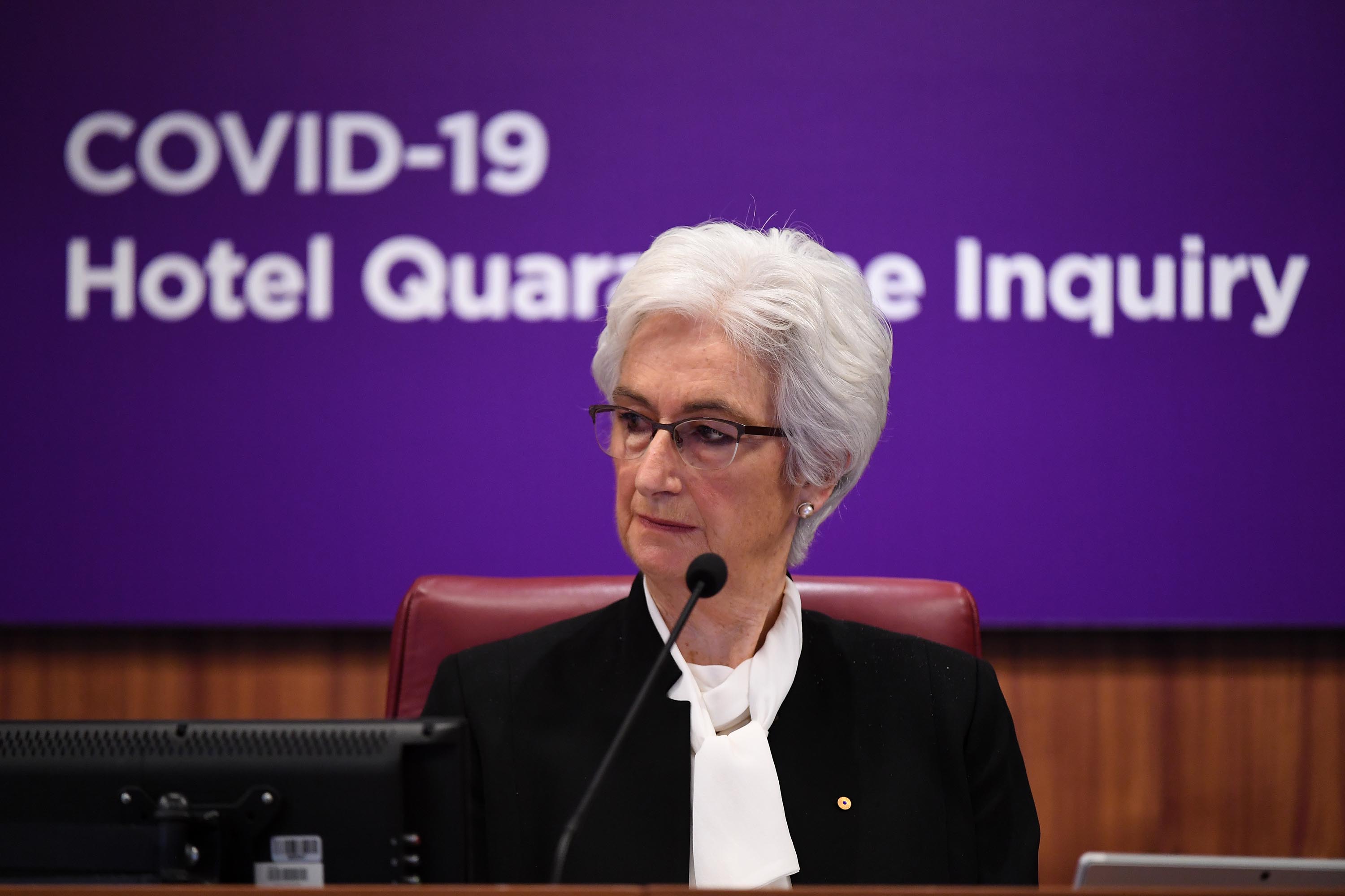 The Honourable Jennifer Coate AO speaks during opening statements for the COVID-19 Hotel Quarantine Inquiry in Melbourne, Australia, on July 20.