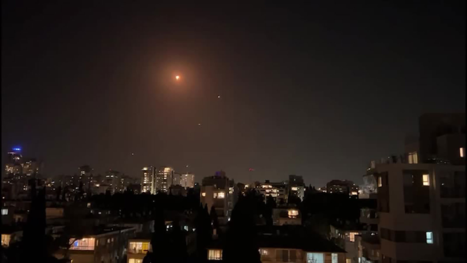 Israel's Iron Dome system intercepts rockets over the sky of Tel Aviv, Israel, on November 4.