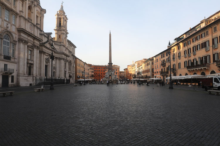 Piazza Navona is seen completely deserted on March 10, in Rome, Italy. 